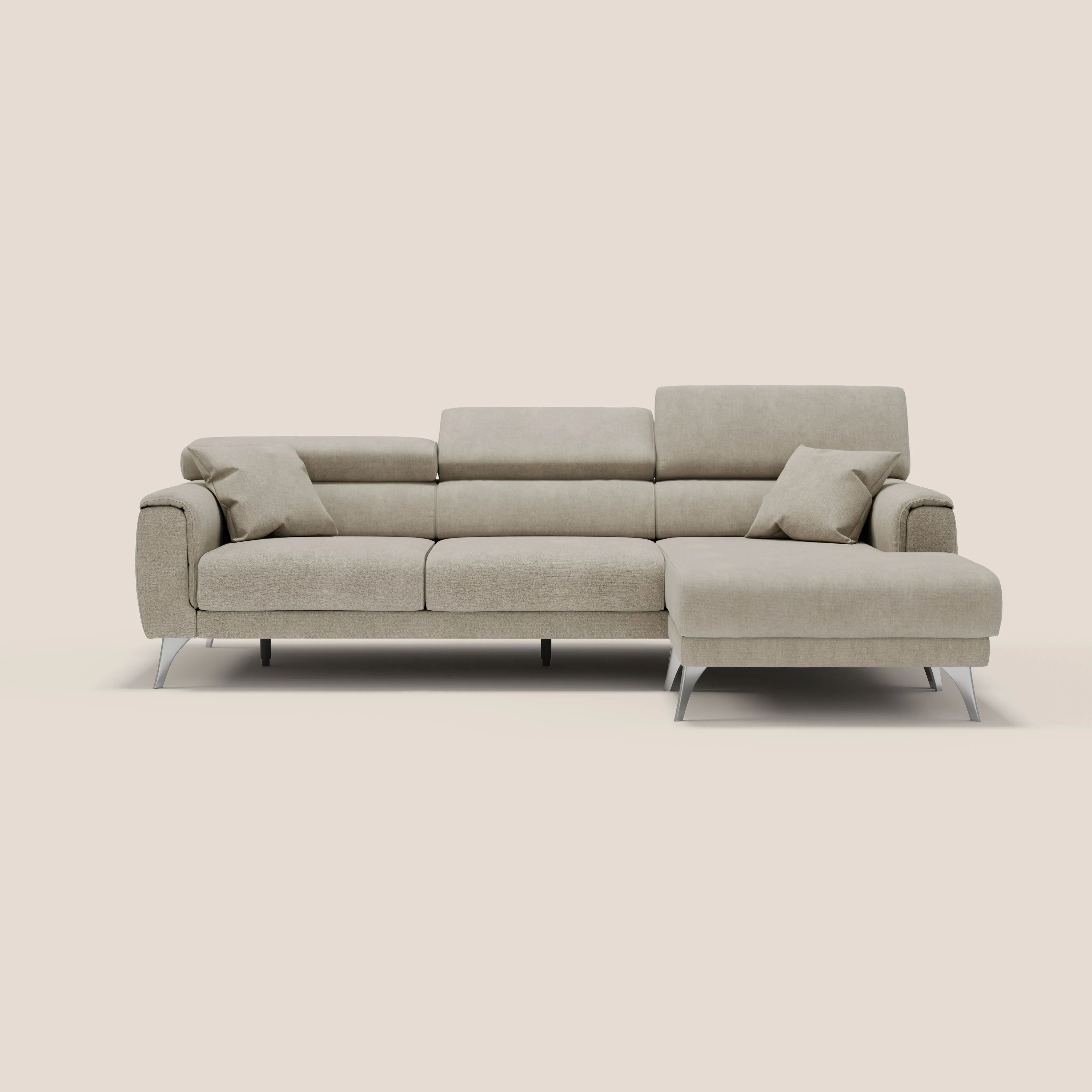 Caravaggio Canapé d'angle avec assises coulissantes en tissu doux imperméable T02 crème - Image 2