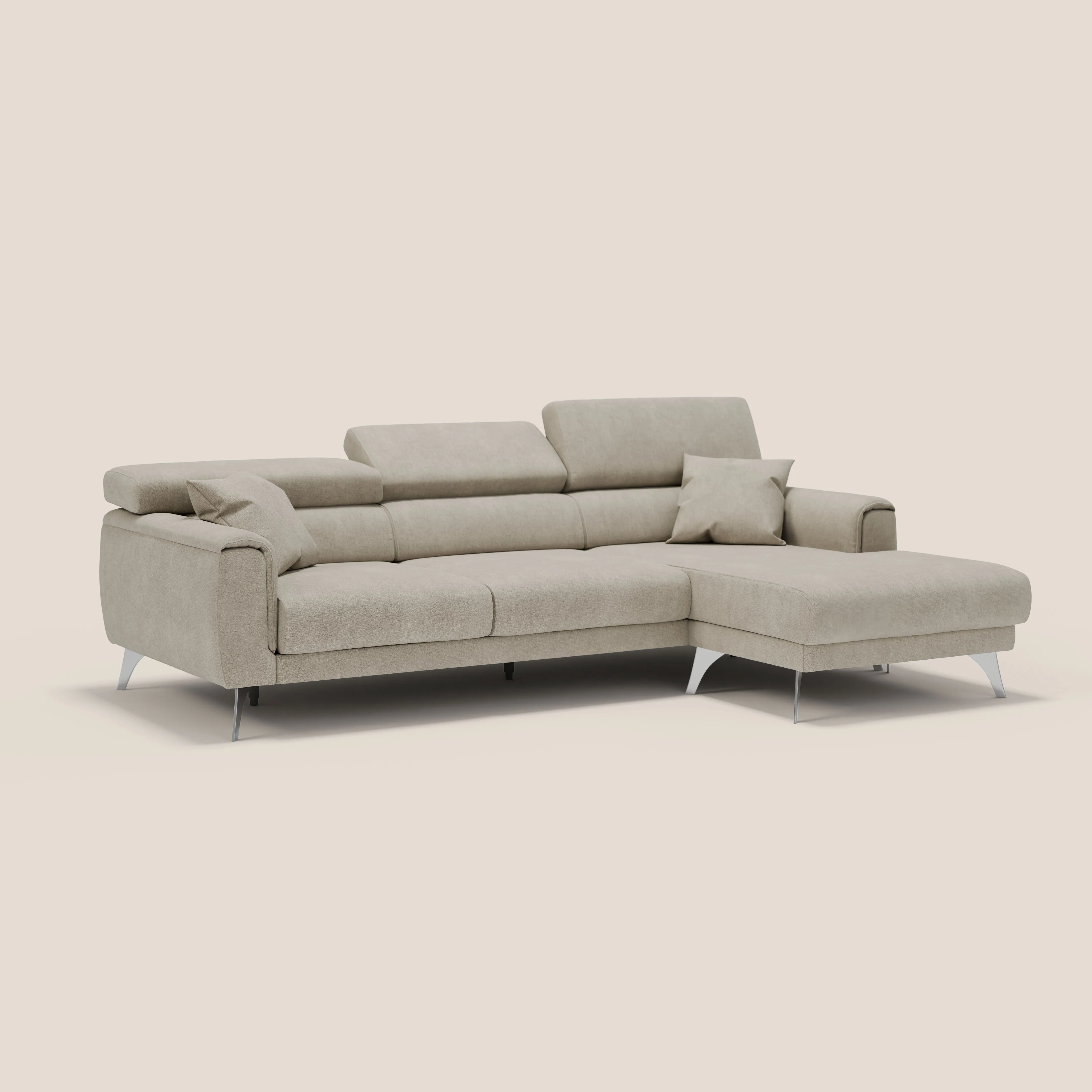 Caravaggio Canapé d'angle avec assises coulissantes en tissu doux imperméable T02 crème - Image 4