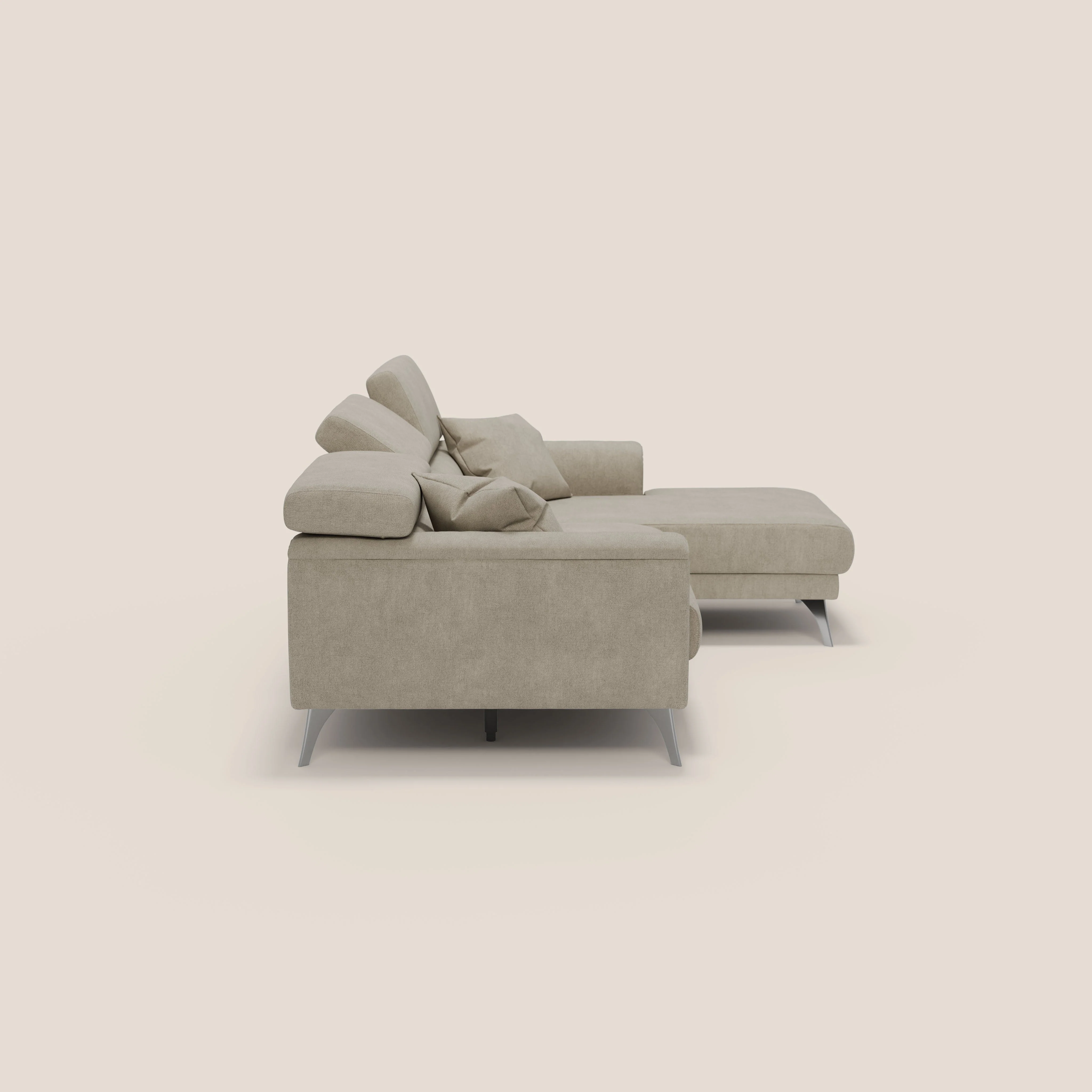 Caravaggio Canapé d'angle avec assises coulissantes en tissu doux imperméable T02 crème - Image 6