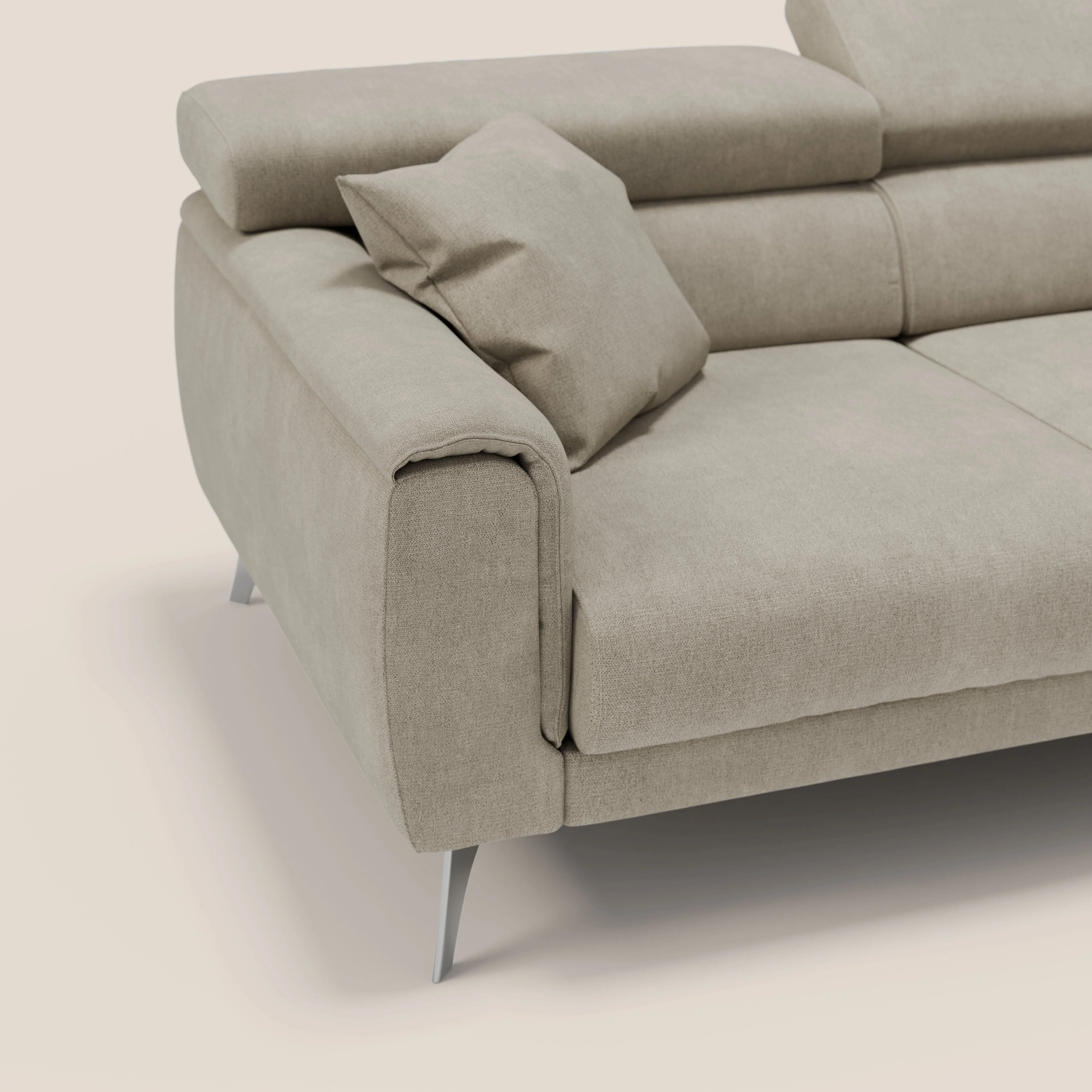 Caravaggio Canapé d'angle avec assises coulissantes en tissu doux imperméable T02 crème - Image 8