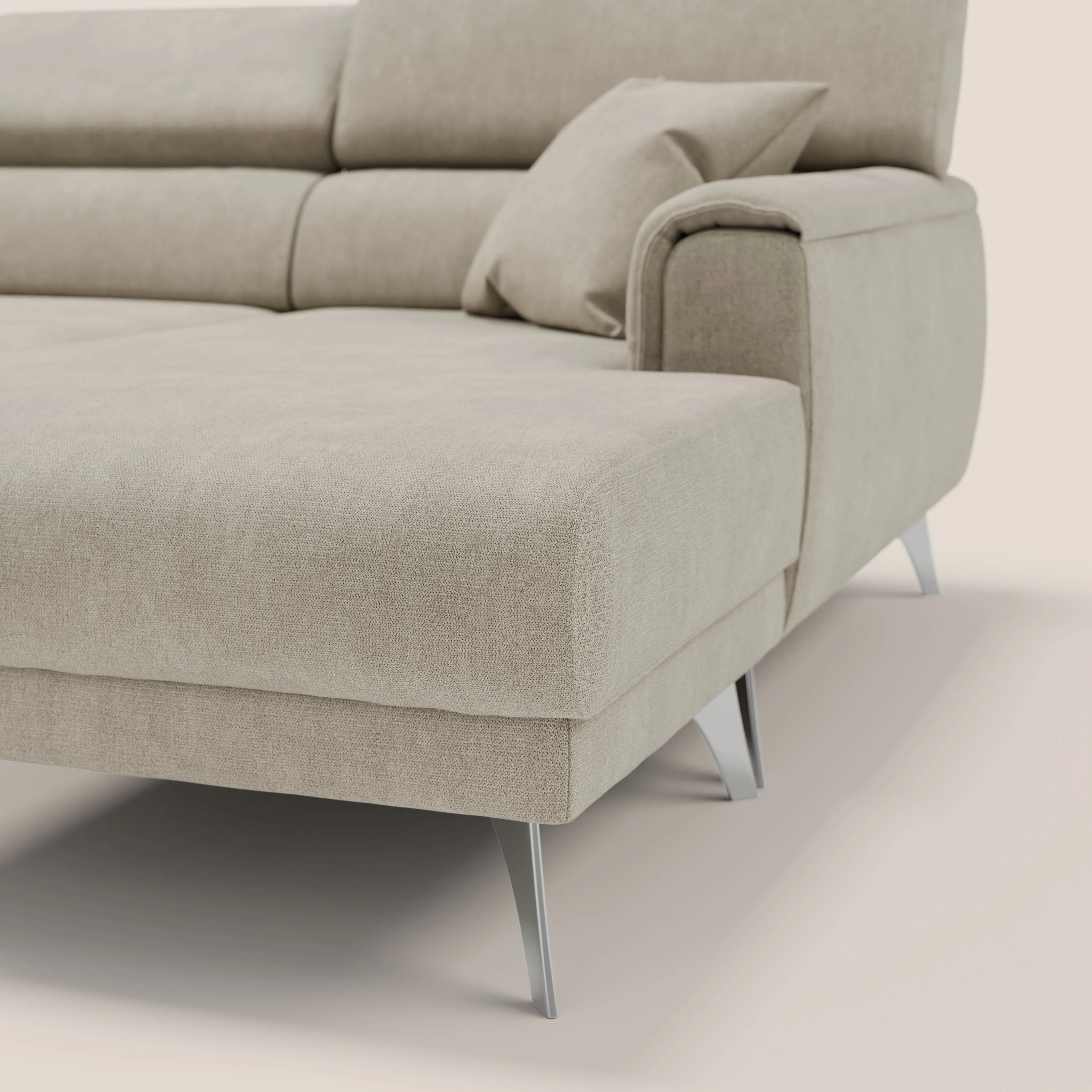 Caravaggio Canapé d'angle avec assises coulissantes en tissu doux imperméable T02 crème - Image 9