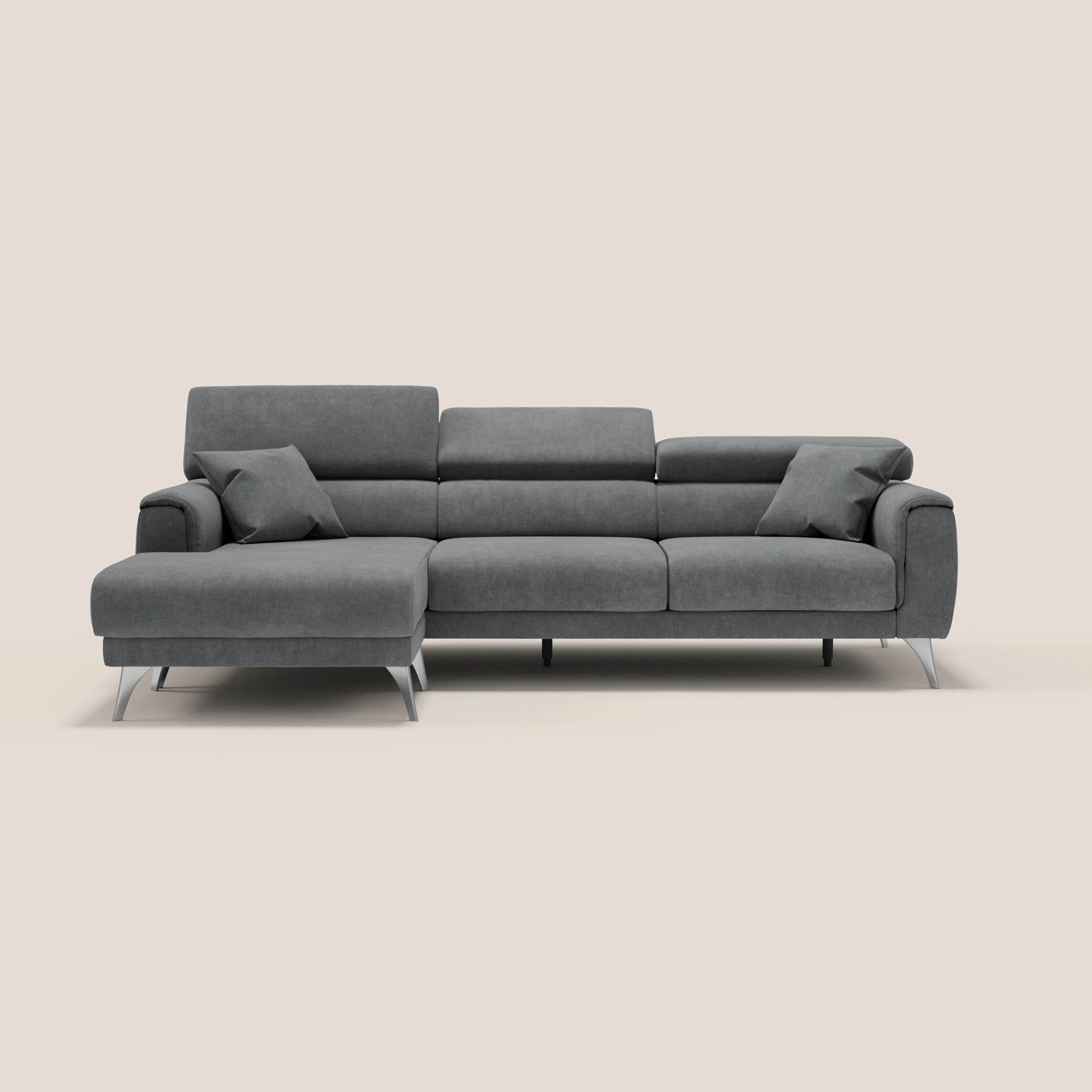 Caravaggio Canapé d'angle avec assises coulissantes en tissu doux imperméable T02 gris - Image 10