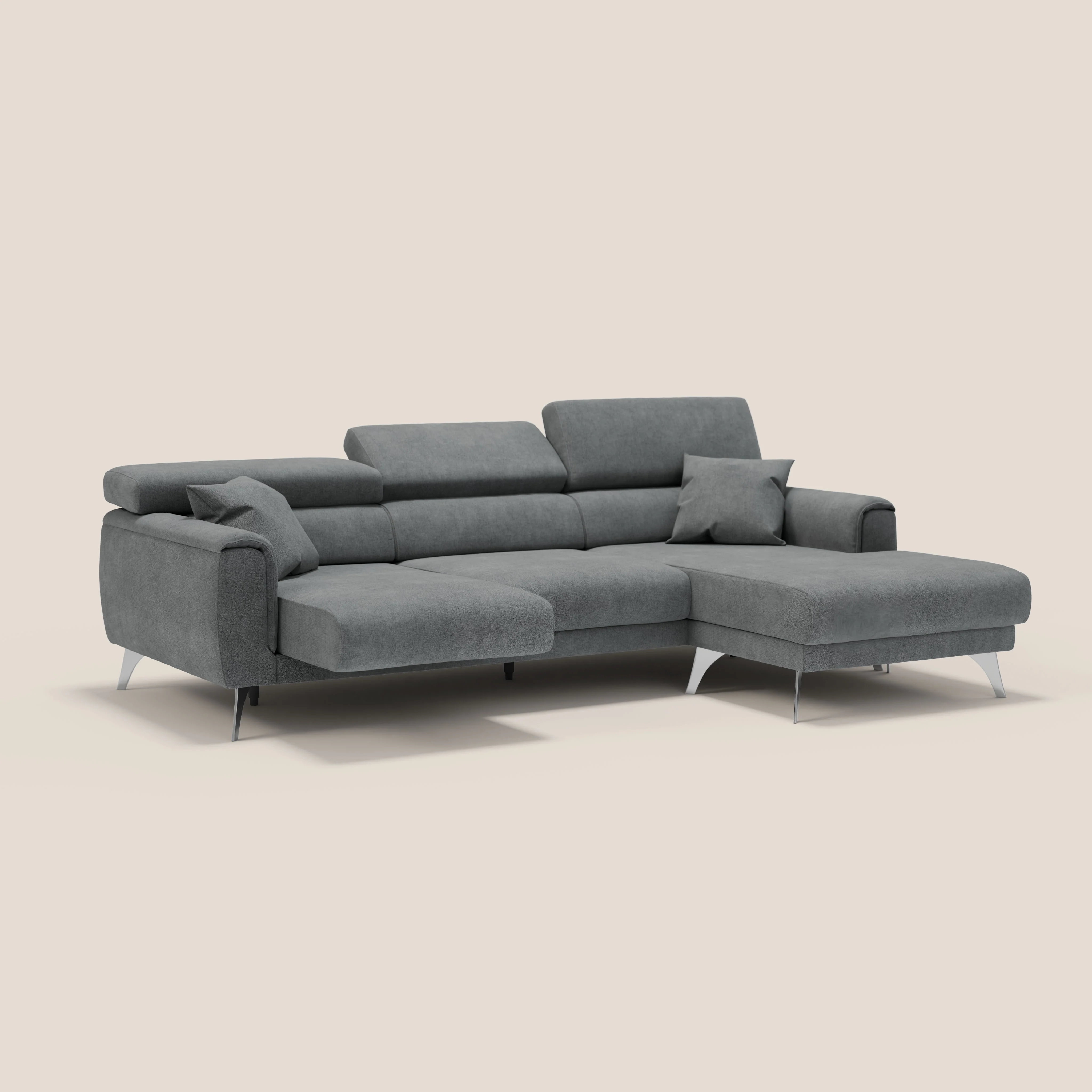 Caravaggio Canapé d'angle avec assises coulissantes en tissu doux imperméable T02 gris - Image 2