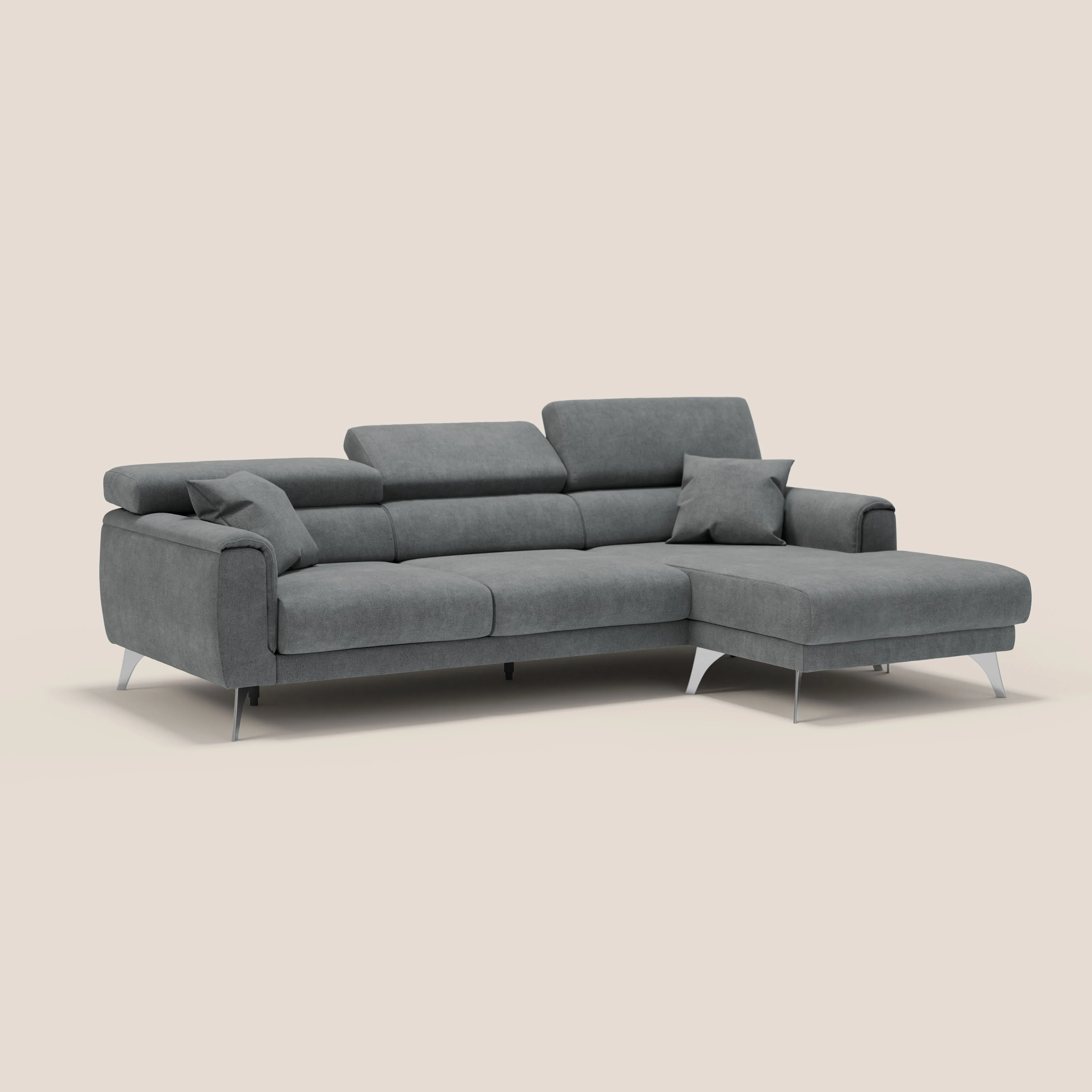 Caravaggio Canapé d'angle avec assises coulissantes en tissu doux imperméable T02 gris - Image 3