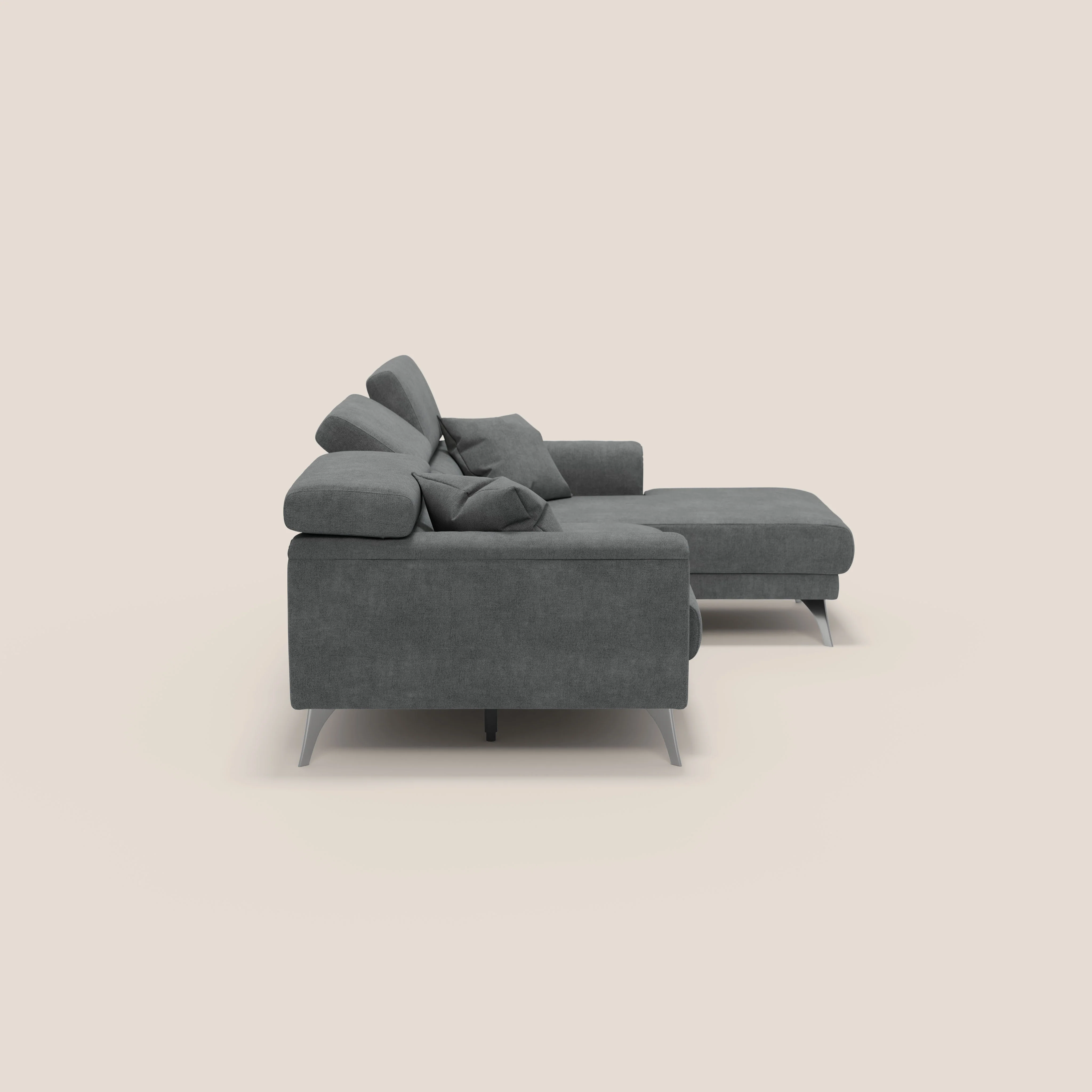 Caravaggio Canapé d'angle avec assises coulissantes en tissu doux imperméable T02 gris - Image 5