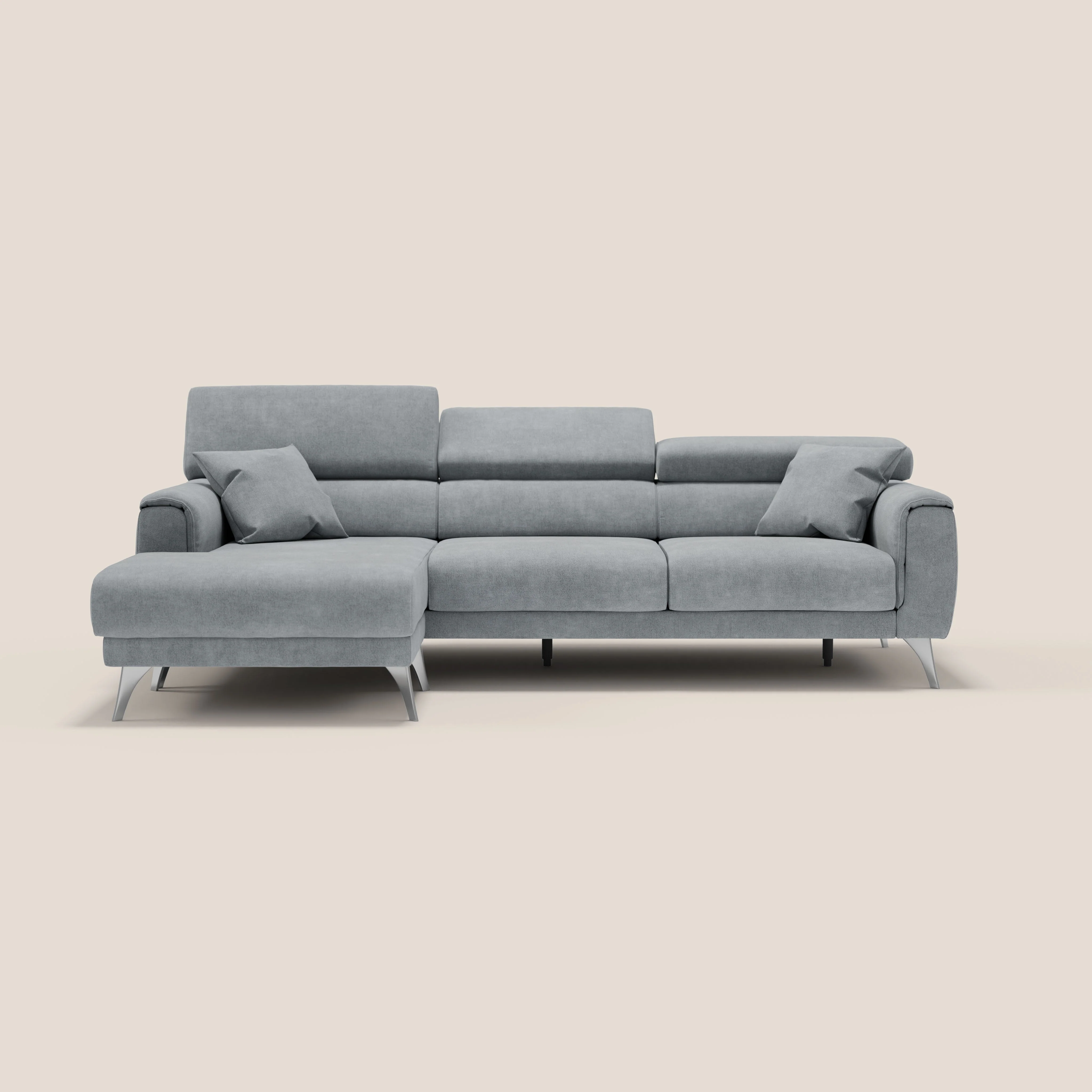 Caravaggio Canapé d'angle avec assises coulissantes en tissu doux imperméable T02 gris clair - Image 11