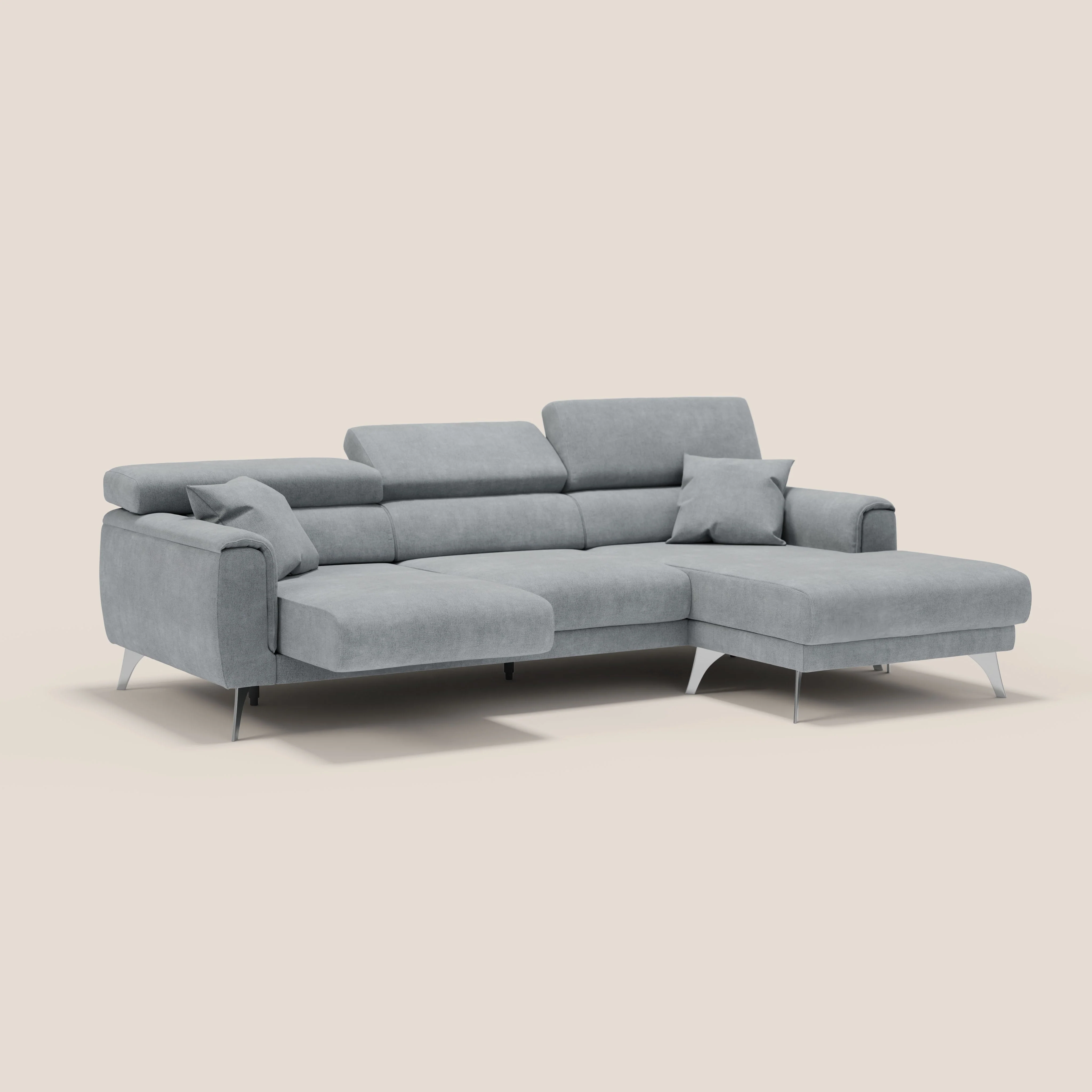 Caravaggio Canapé d'angle avec assises coulissantes en tissu doux imperméable T02 gris clair - Image 2
