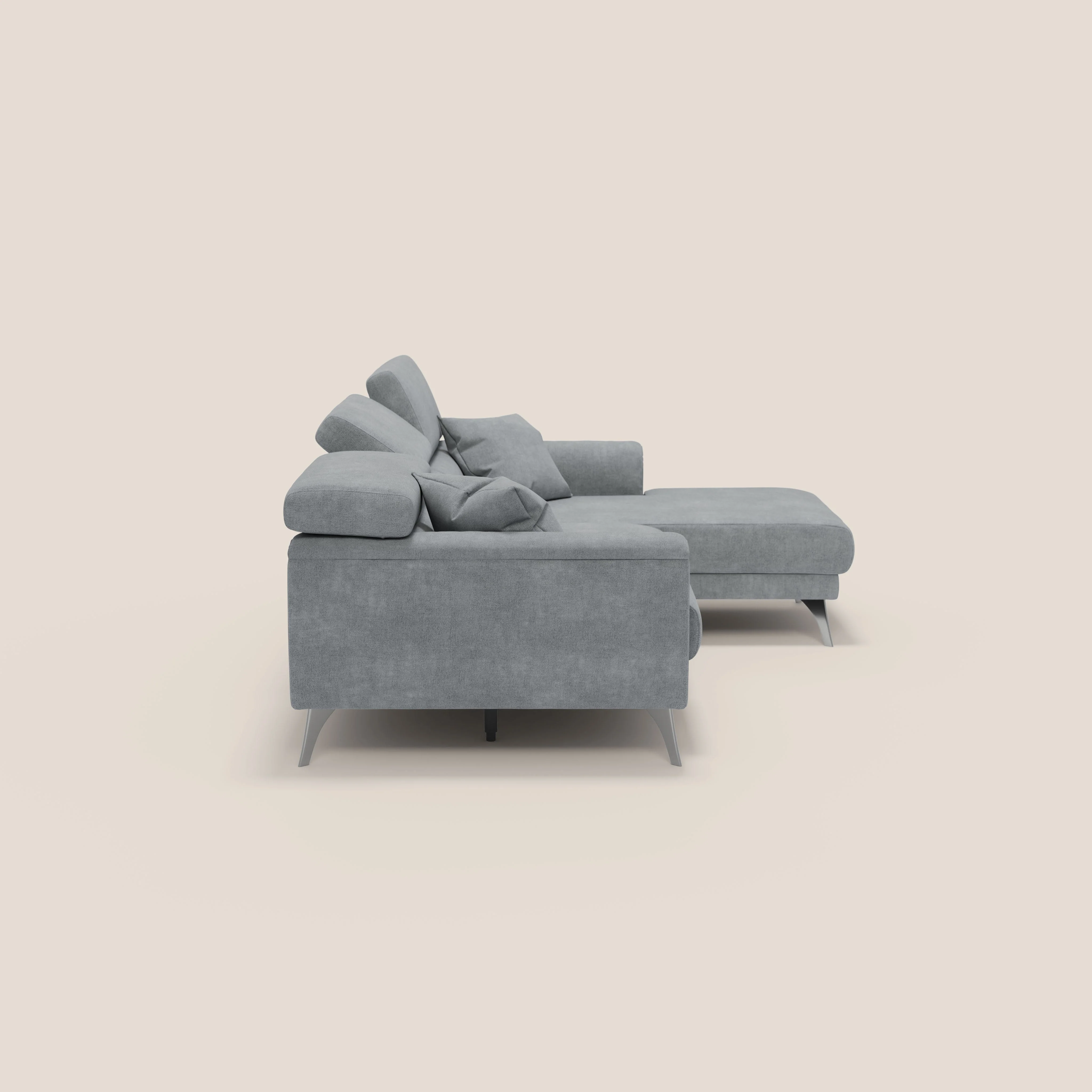 Caravaggio Canapé d'angle avec assises coulissantes en tissu doux imperméable T02 gris clair - Image 5