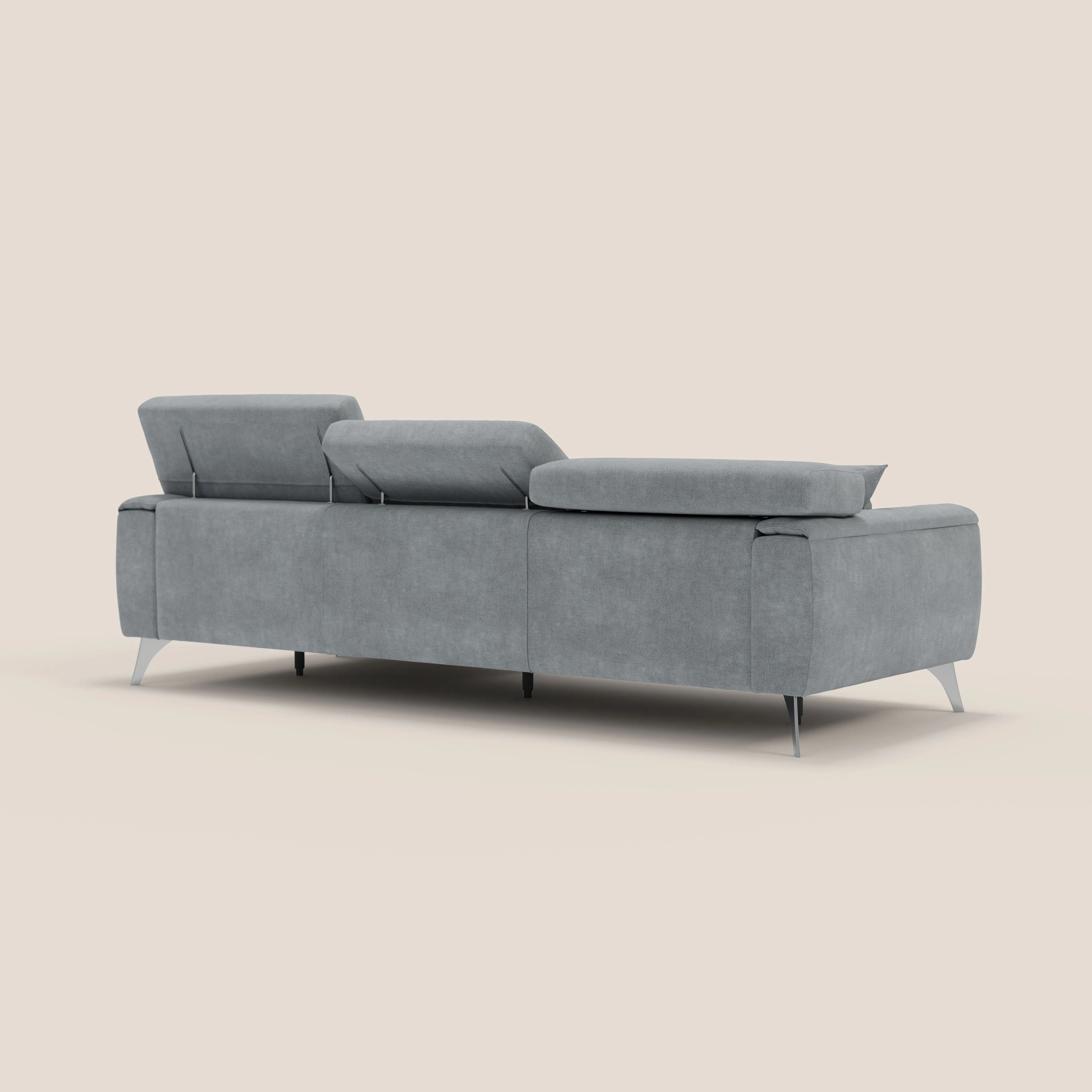 Caravaggio Canapé d'angle avec assises coulissantes en tissu doux imperméable T02 gris clair - Image 6