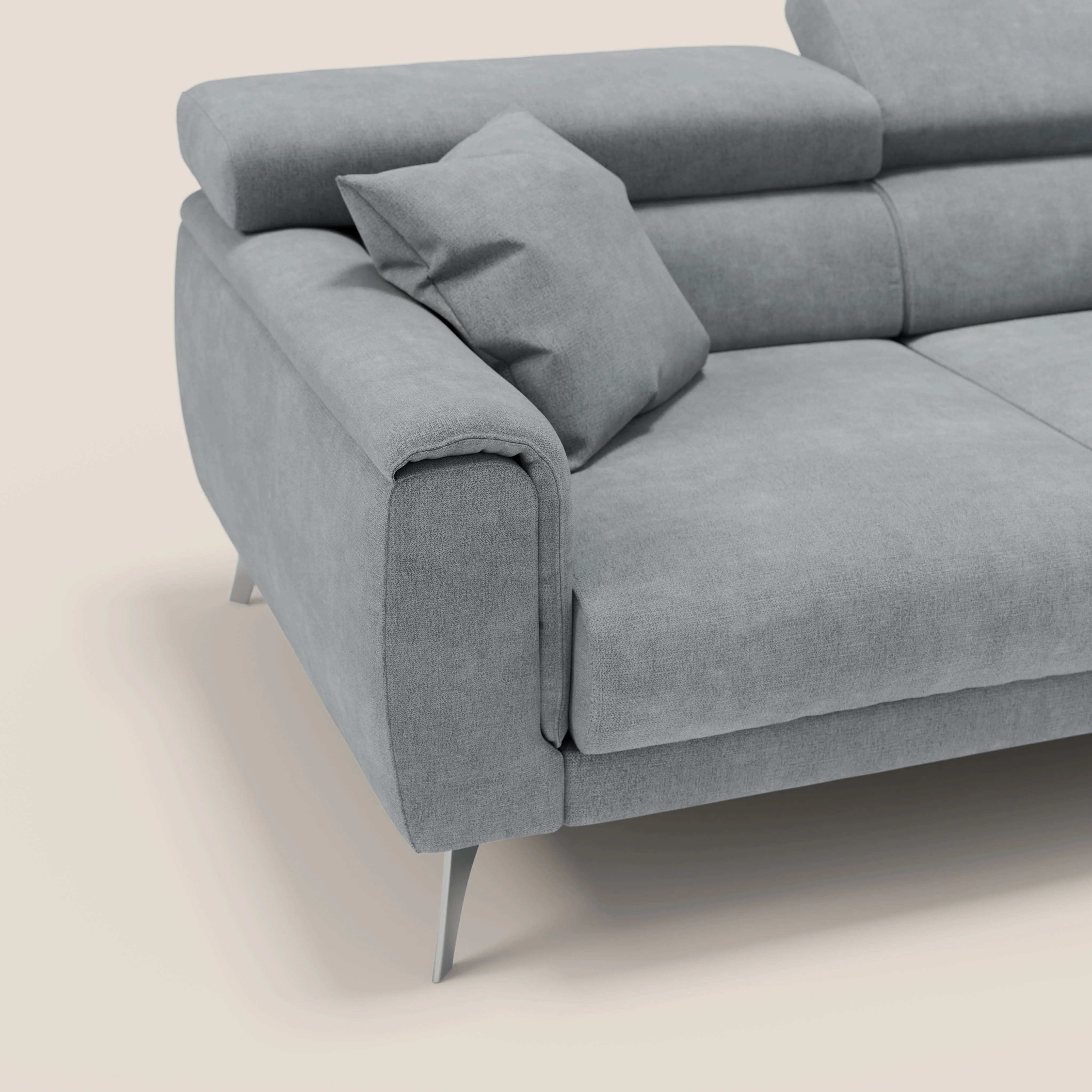 Caravaggio Canapé d'angle avec assises coulissantes en tissu doux imperméable T02 gris clair - Image 7