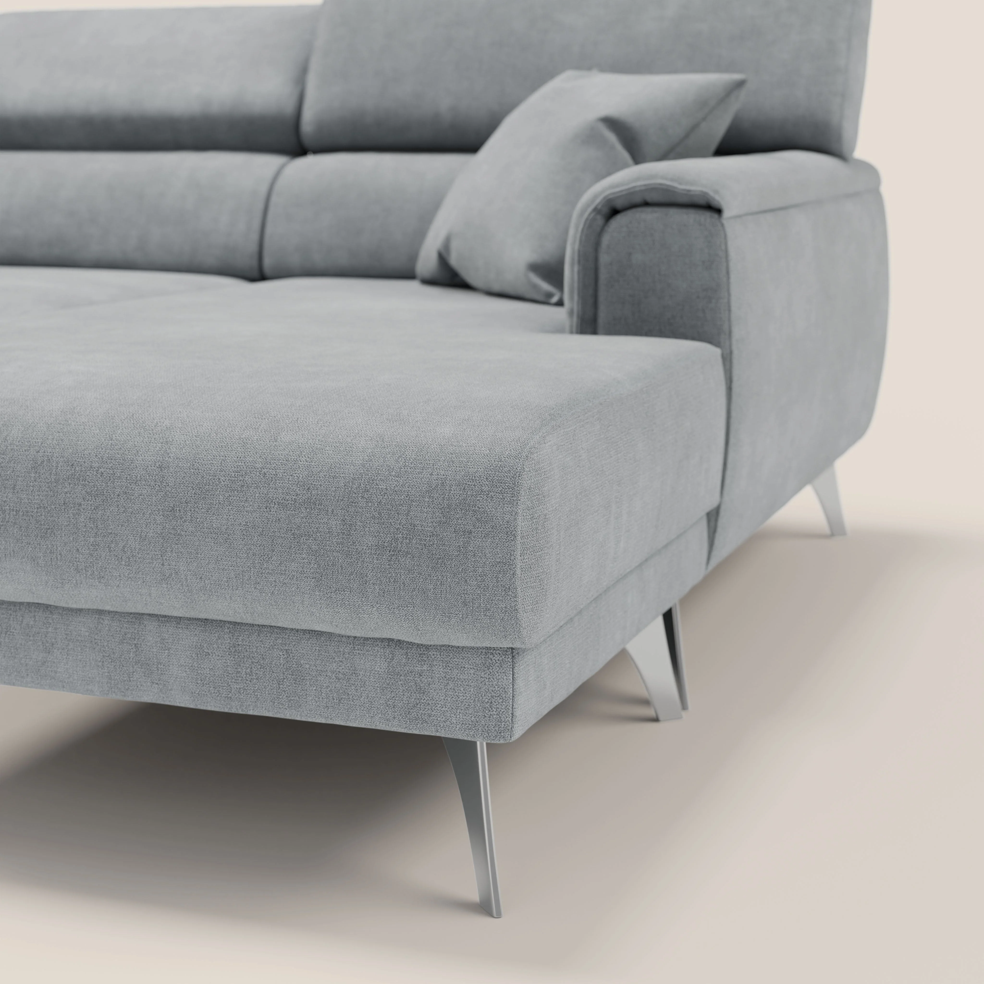 Caravaggio Canapé d'angle avec assises coulissantes en tissu doux imperméable T02 gris clair - Image 8