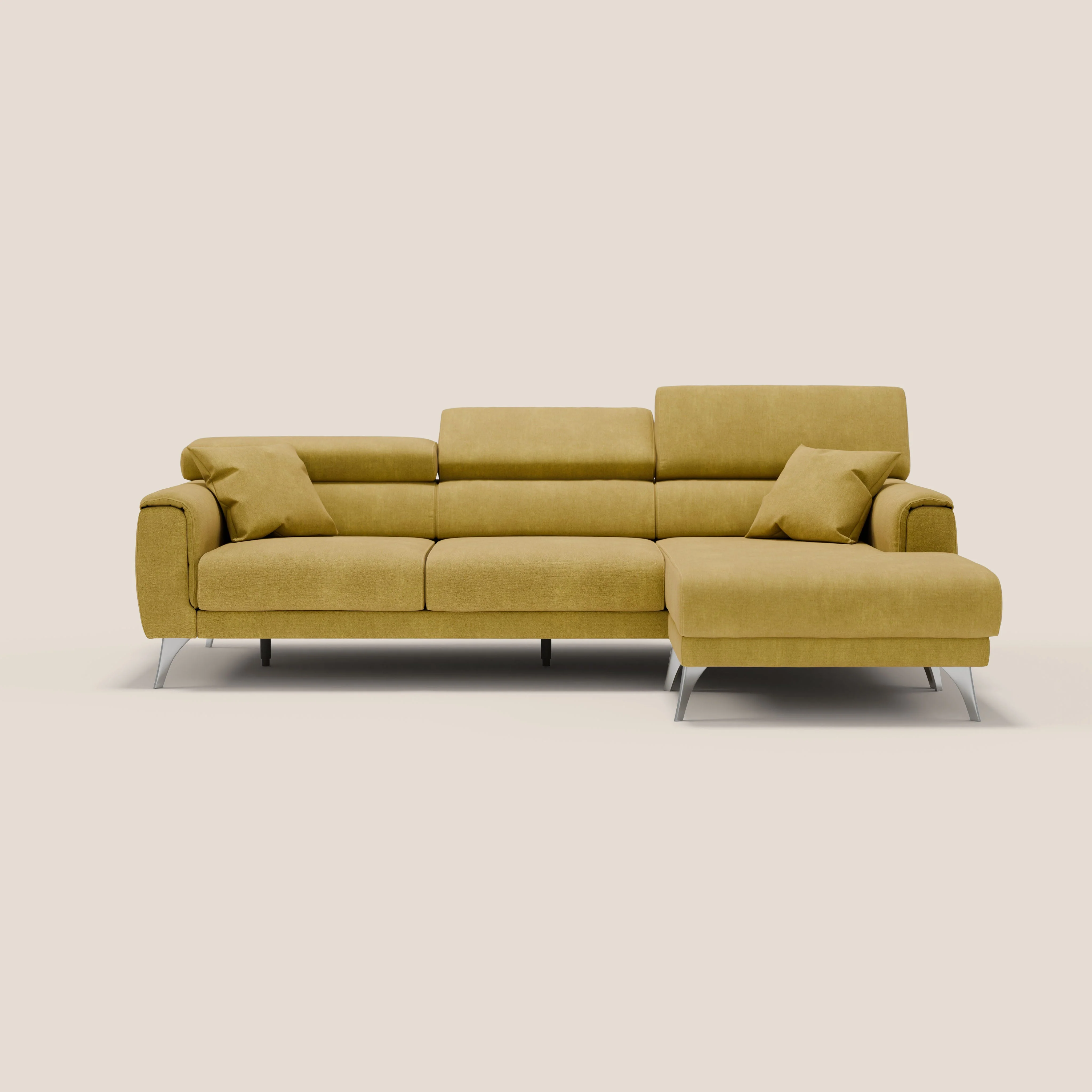 Caravaggio Canapé d'angle avec assises coulissantes en tissu doux imperméable T02 jaune