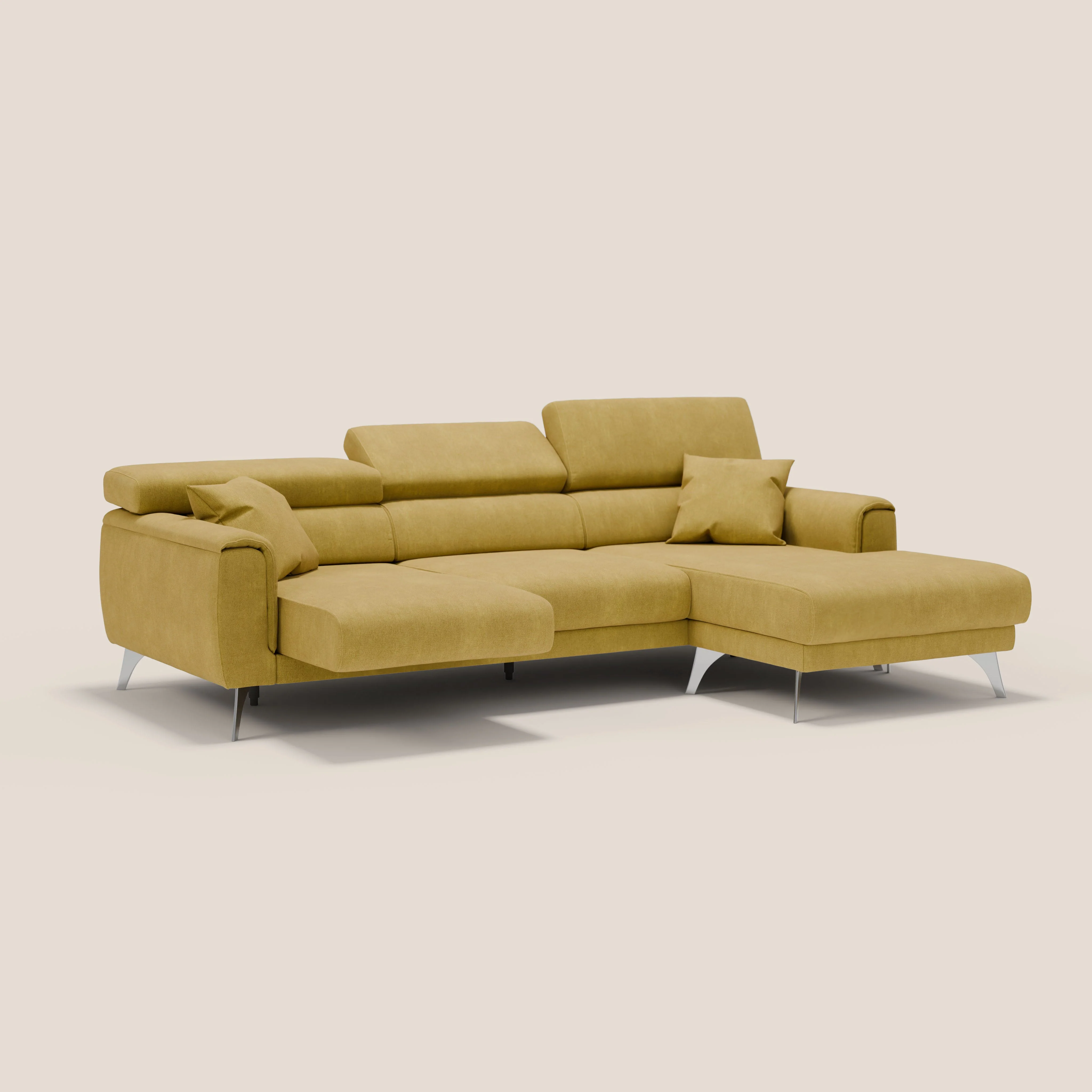 Caravaggio Canapé d'angle avec assises coulissantes en tissu doux imperméable T02 jaune - Image 2