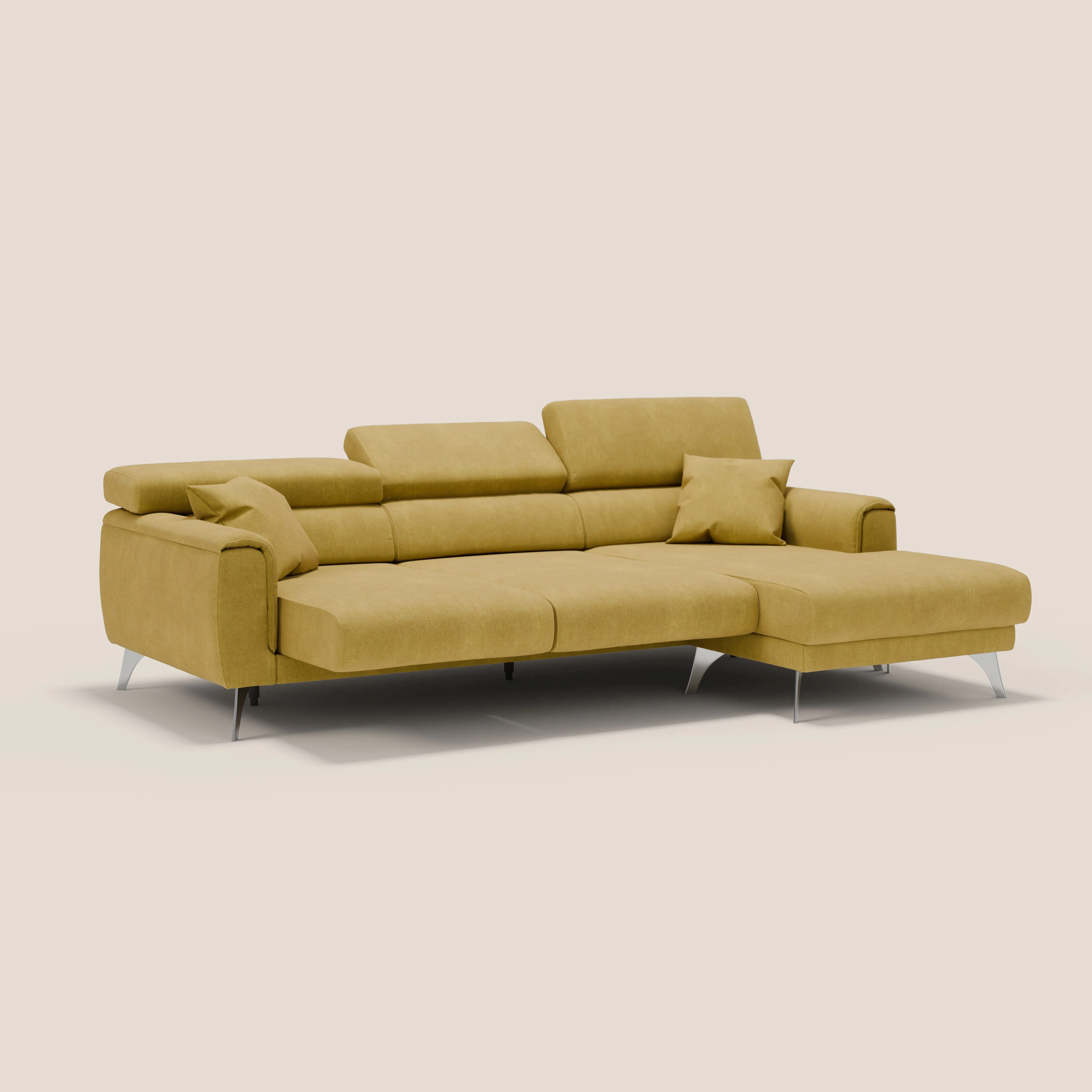 Caravaggio Canapé d'angle avec assises coulissantes en tissu doux imperméable T02 jaune - Image 4