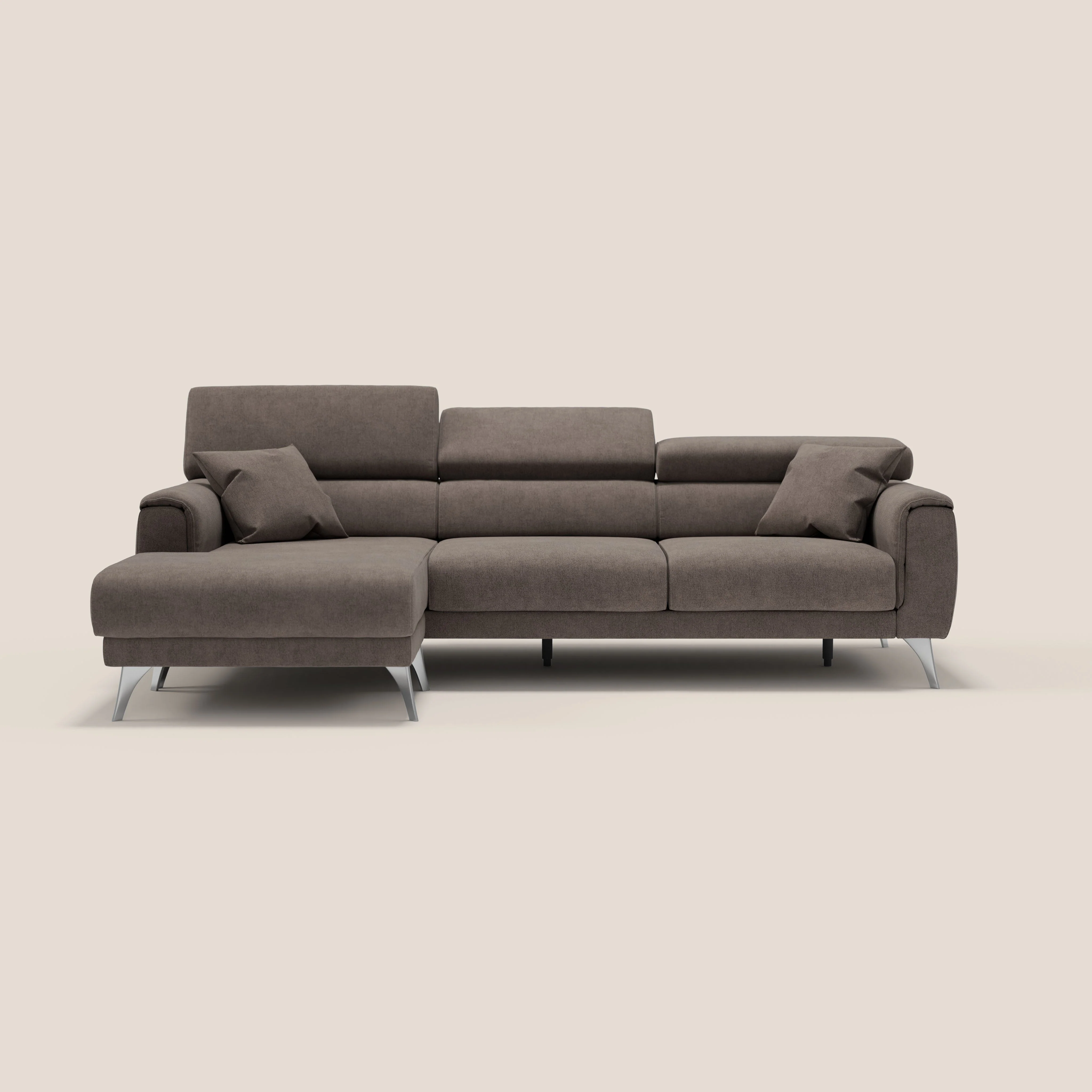 Caravaggio Canapé d'angle avec assises coulissantes en tissu doux imperméable T02 marron - Image 10
