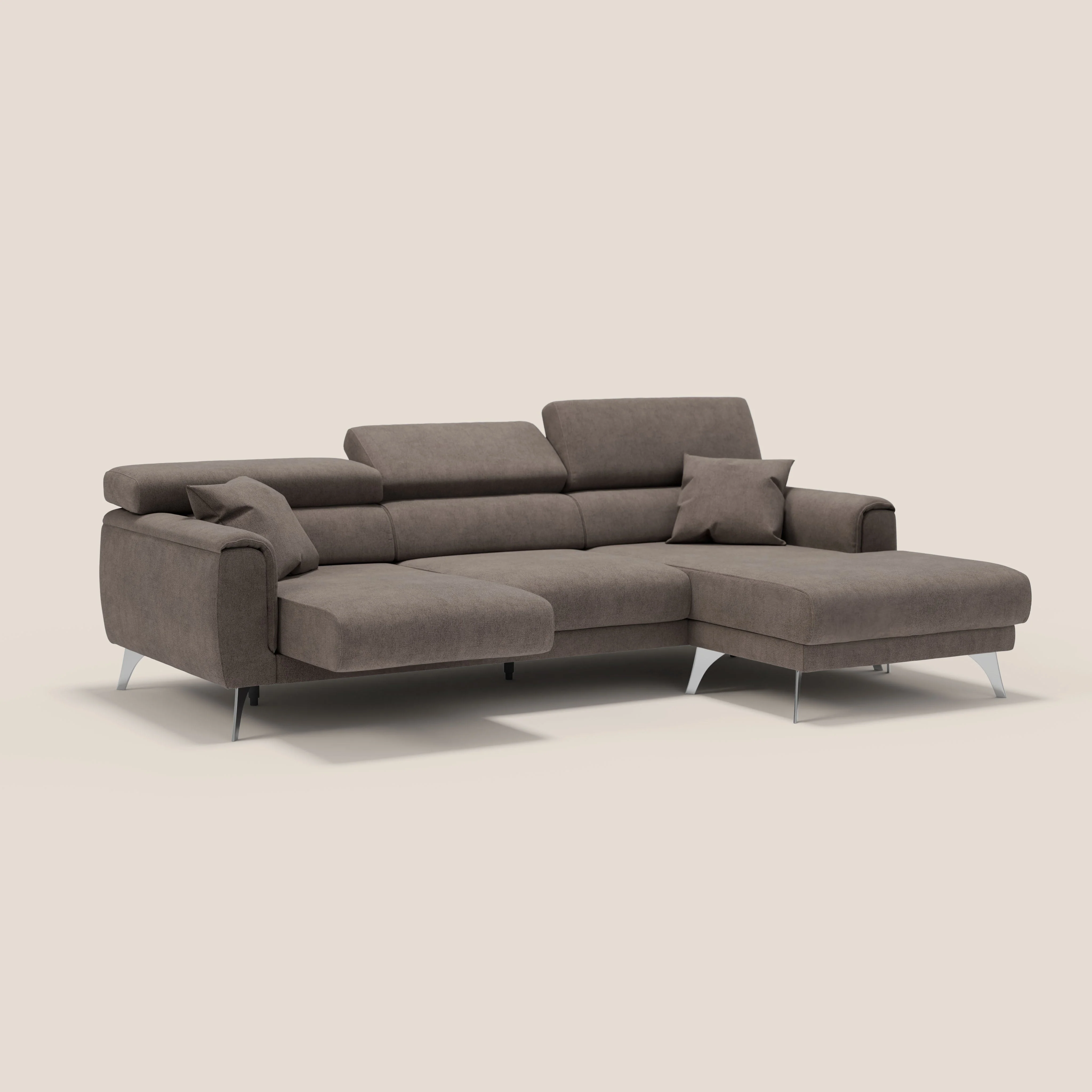 Caravaggio Canapé d'angle avec assises coulissantes en tissu doux imperméable T02 marron - Image 2