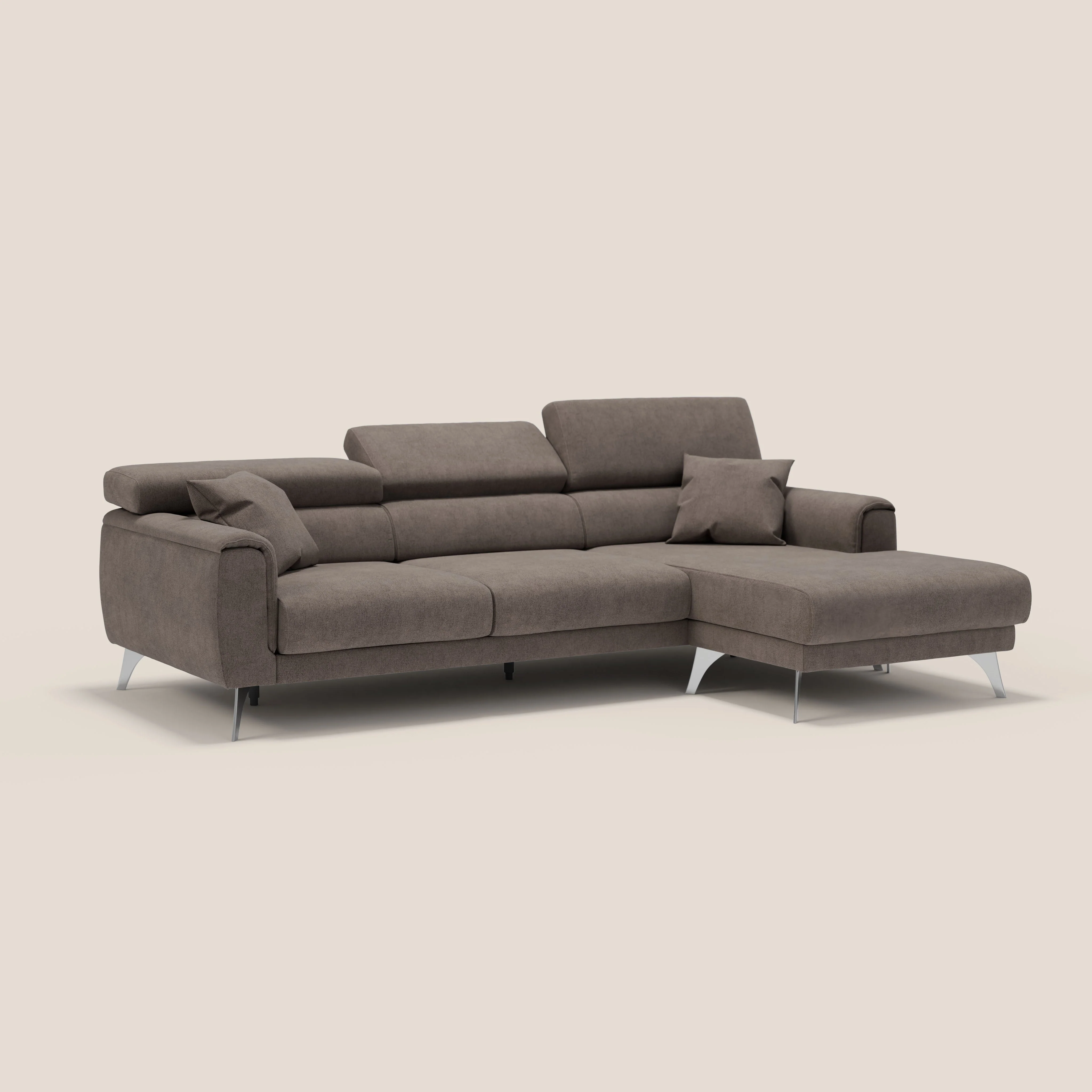 Caravaggio Canapé d'angle avec assises coulissantes en tissu doux imperméable T02 marron - Image 3