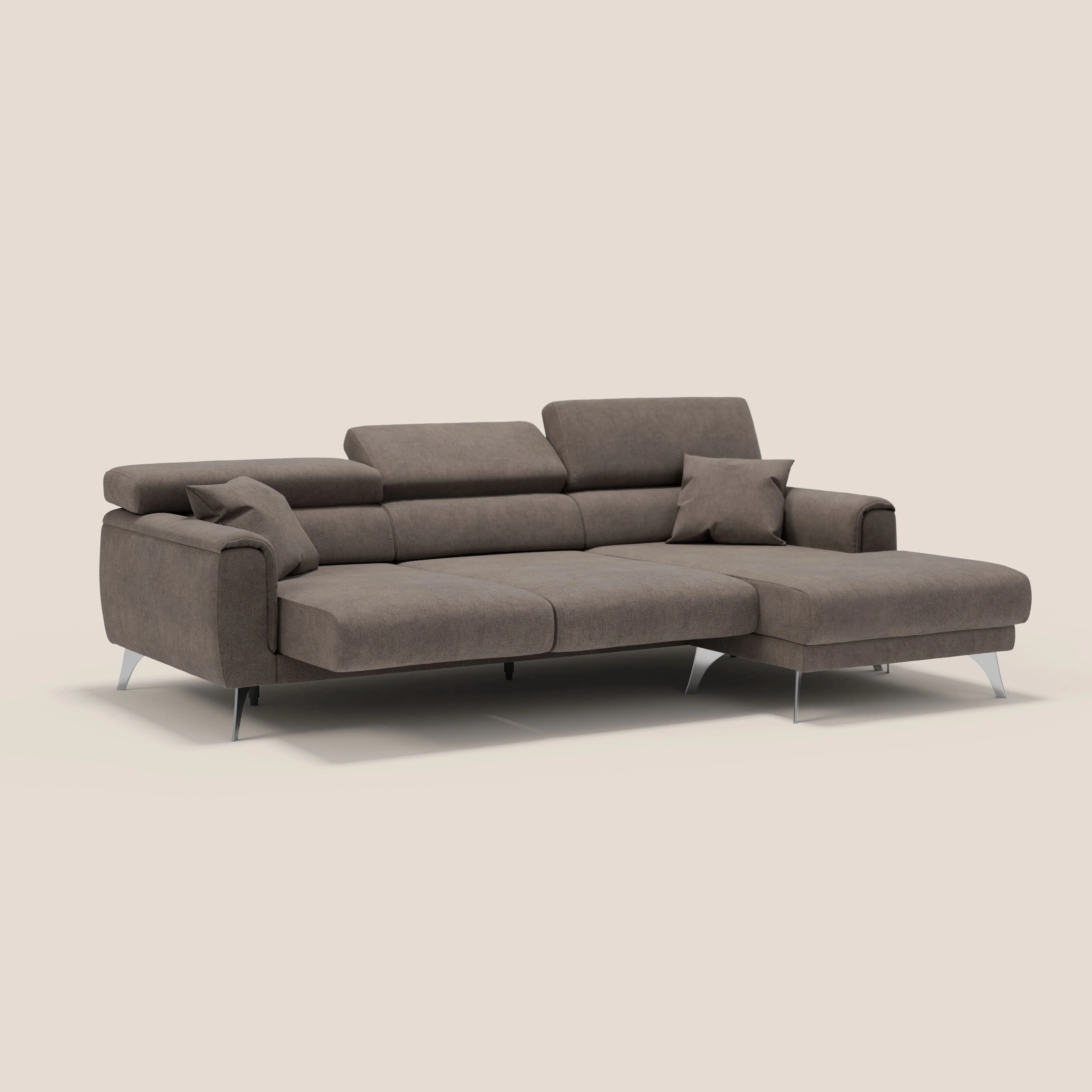 Caravaggio Canapé d'angle avec assises coulissantes en tissu doux imperméable T02 marron - Image 4