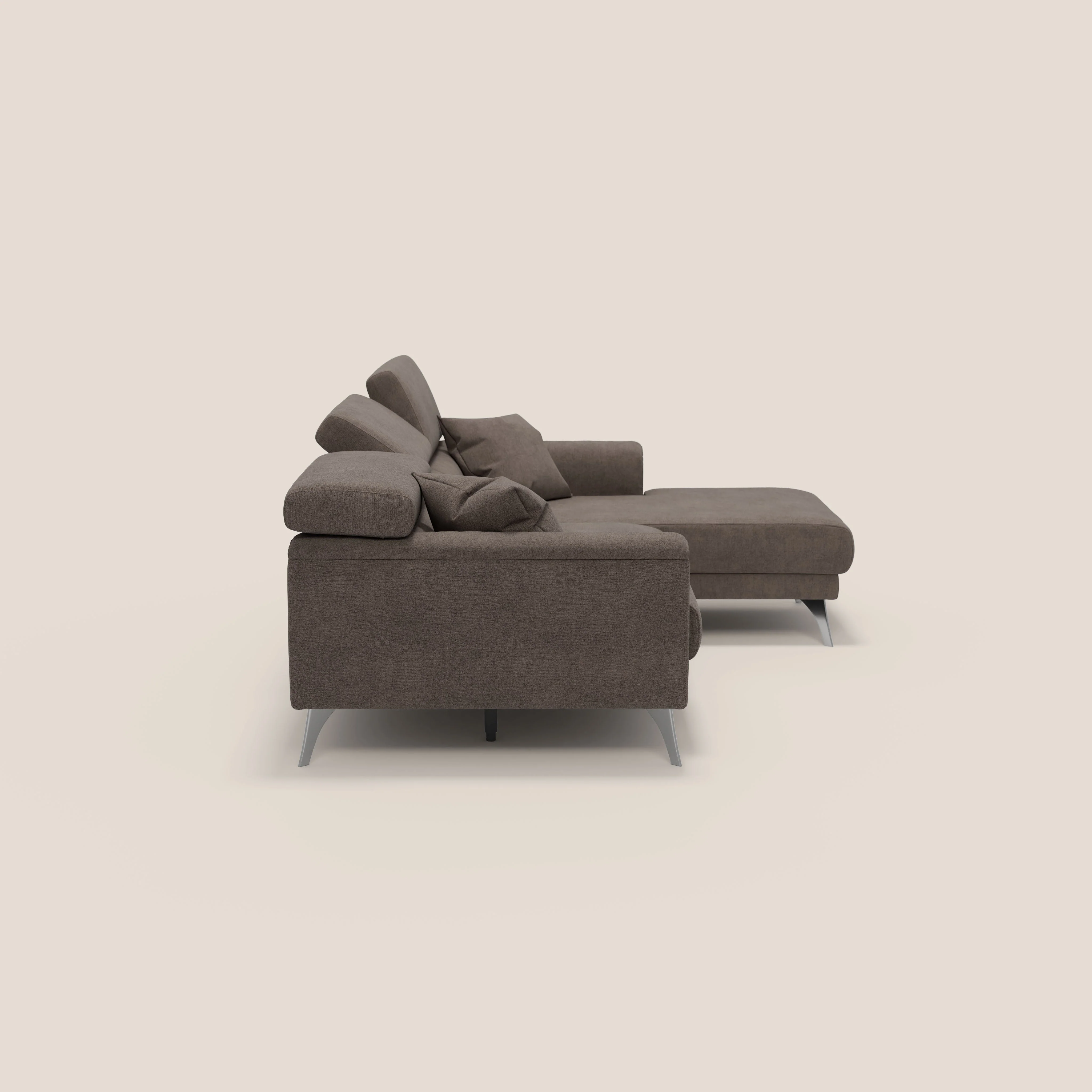 Caravaggio Canapé d'angle avec assises coulissantes en tissu doux imperméable T02 marron - Image 5