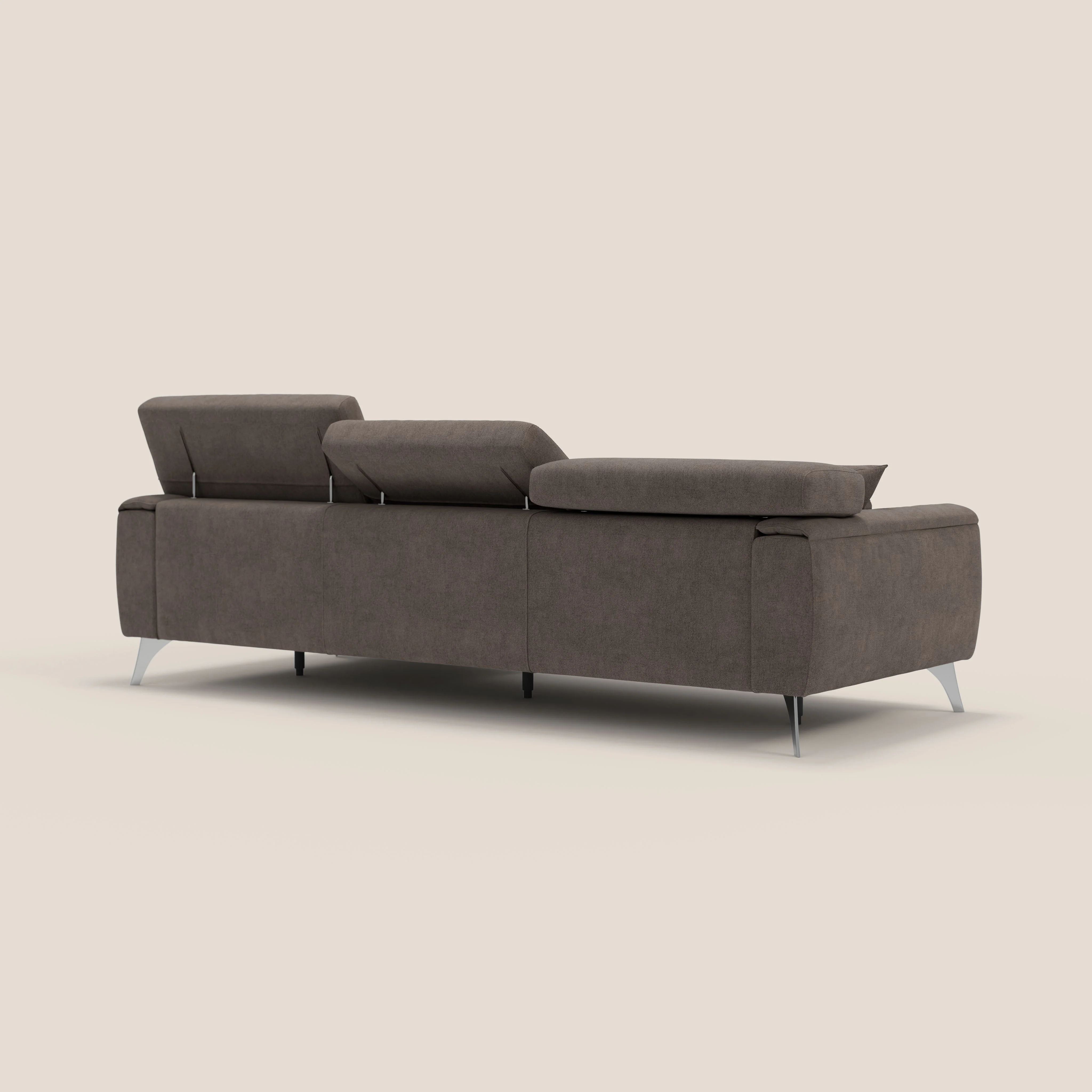Caravaggio Canapé d'angle avec assises coulissantes en tissu doux imperméable T02 marron - Image 6