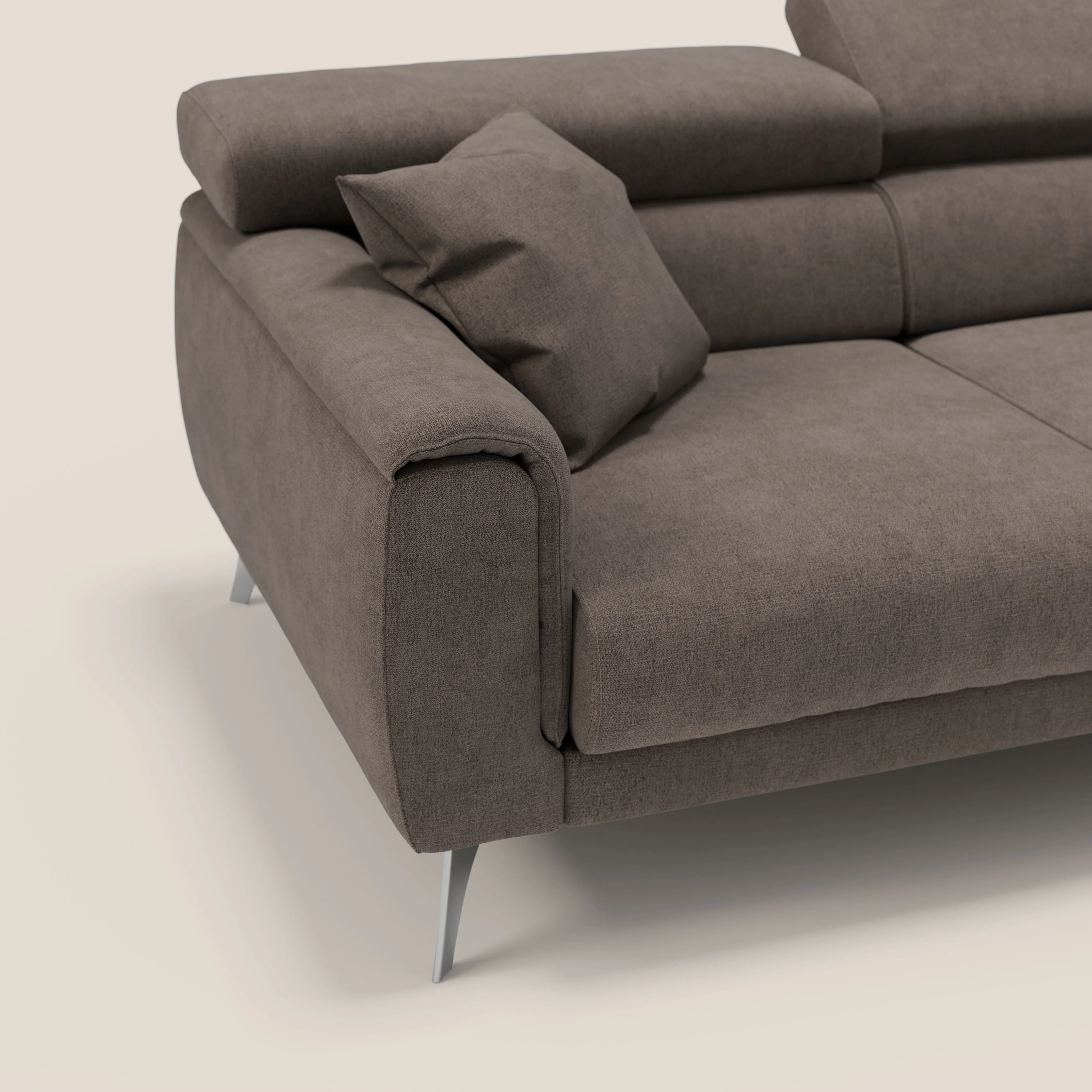 Caravaggio Canapé d'angle avec assises coulissantes en tissu doux imperméable T02 marron - Image 7