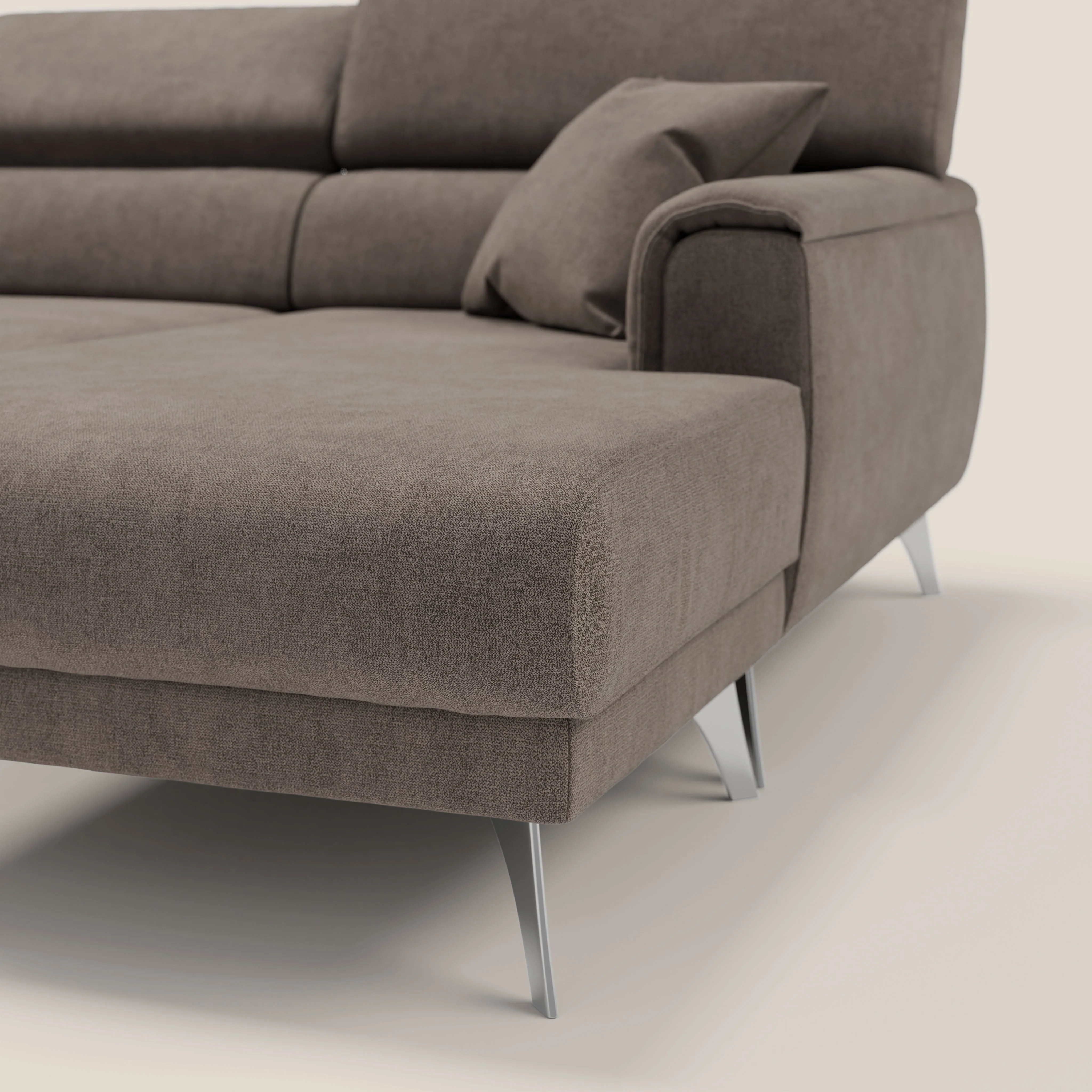 Caravaggio Canapé d'angle avec assises coulissantes en tissu doux imperméable T02 marron - Image 8