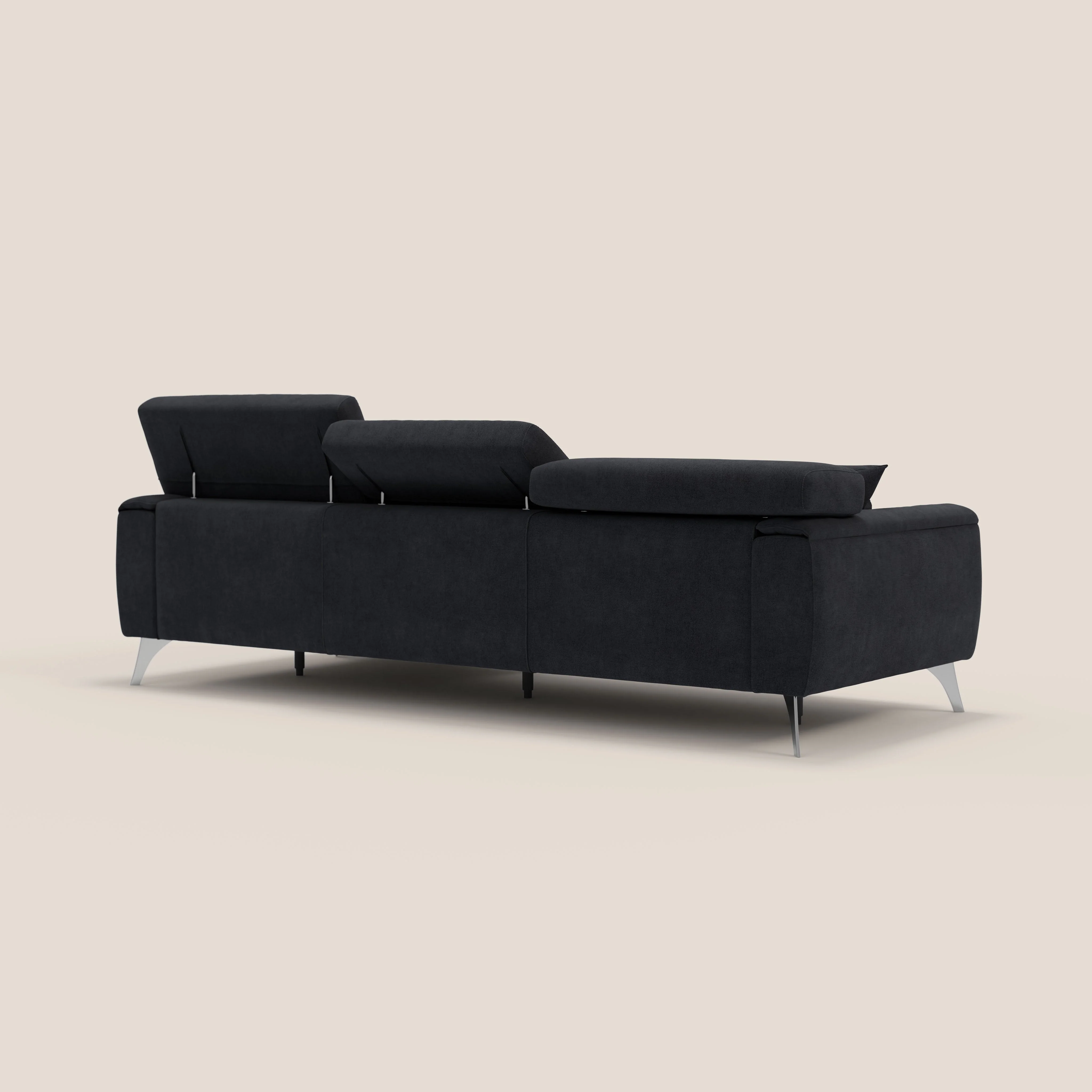 Caravaggio Canapé d'angle avec assises coulissantes en tissu doux imperméable T02 noir - Image 6