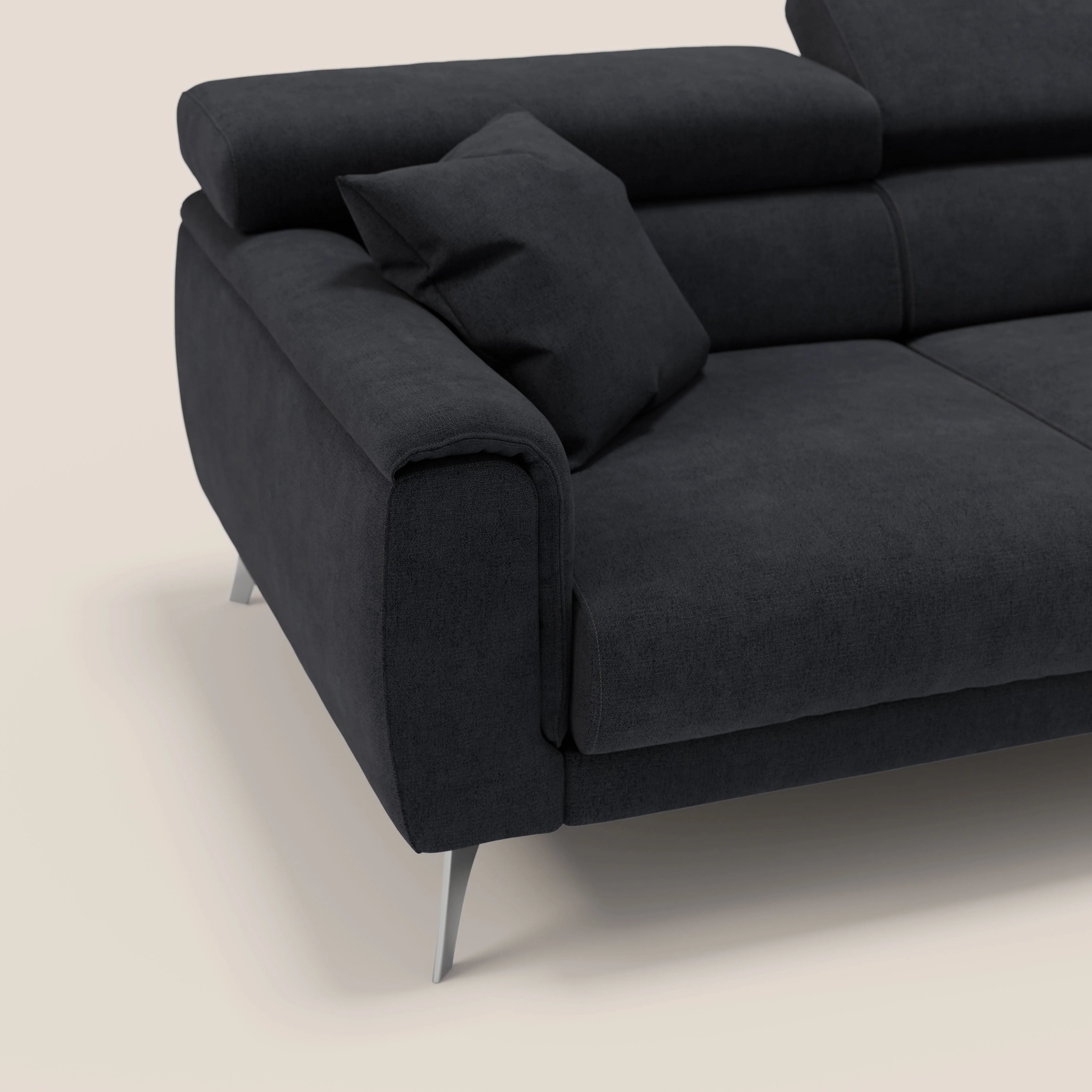 Caravaggio Canapé d'angle avec assises coulissantes en tissu doux imperméable T02 noir - Image 7
