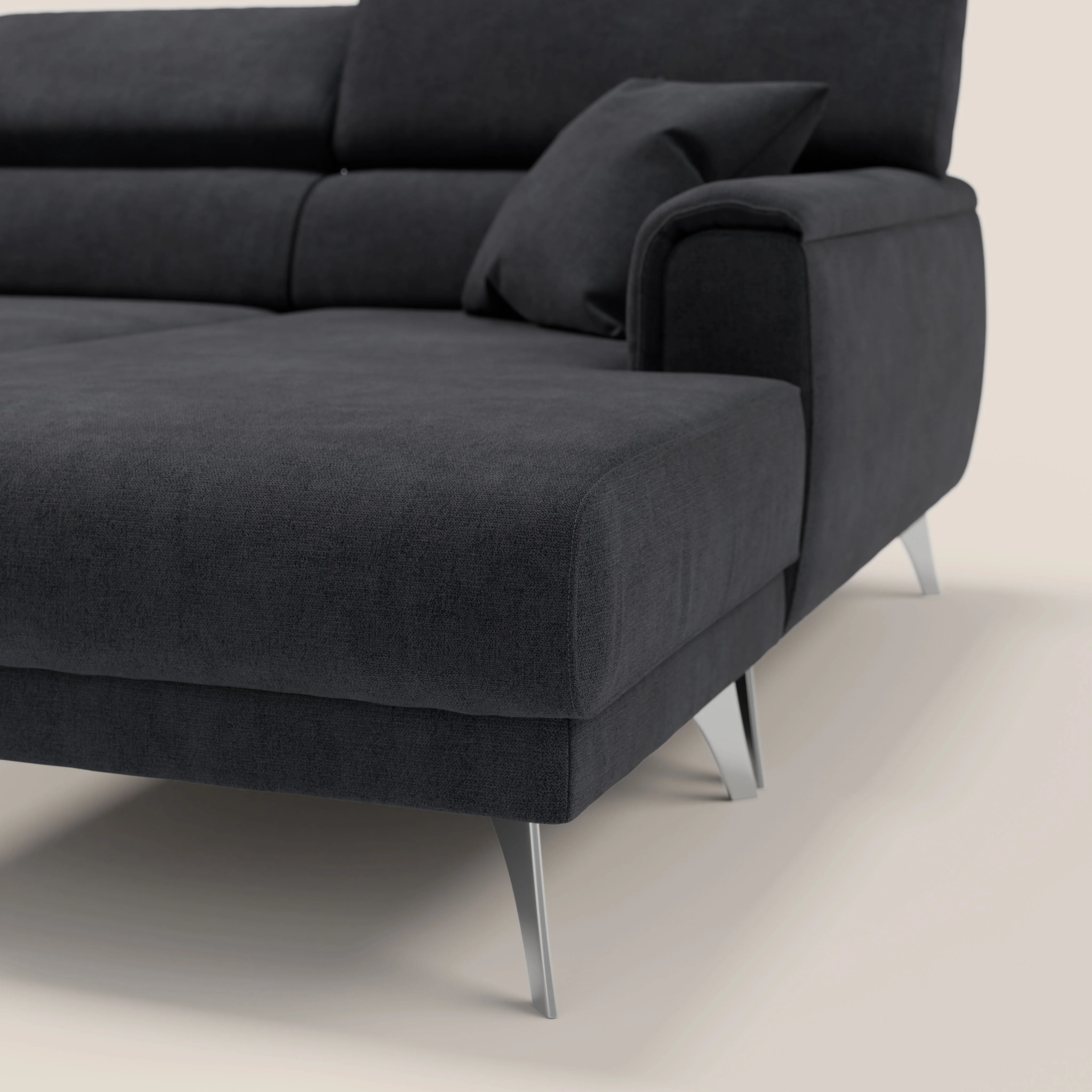 Caravaggio Canapé d'angle avec assises coulissantes en tissu doux imperméable T02 noir - Image 8