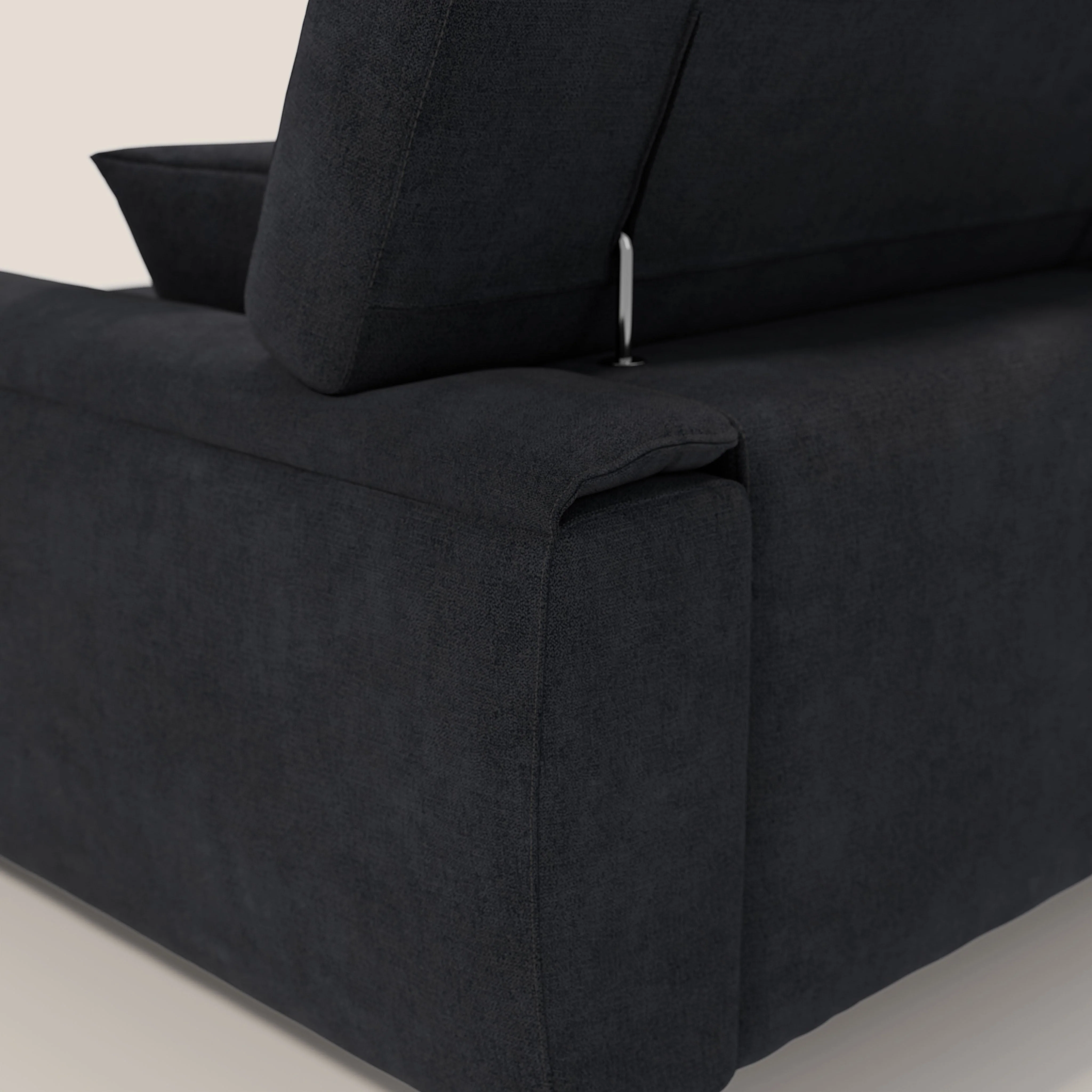 Caravaggio Canapé d'angle avec assises coulissantes en tissu doux imperméable T02 noir - Image 9