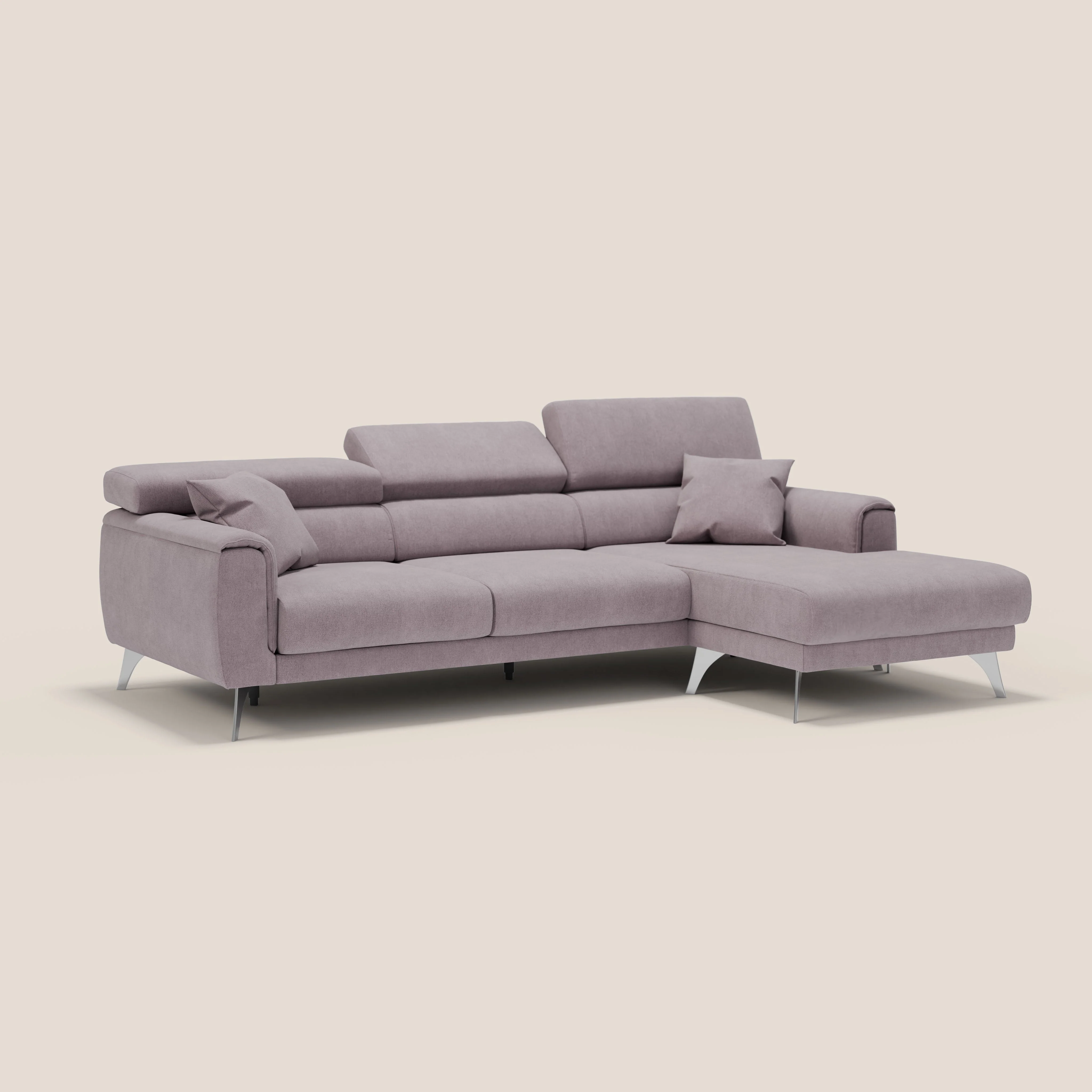 Caravaggio Canapé d'angle avec assises coulissantes en tissu doux imperméable T02 rose - Image 3