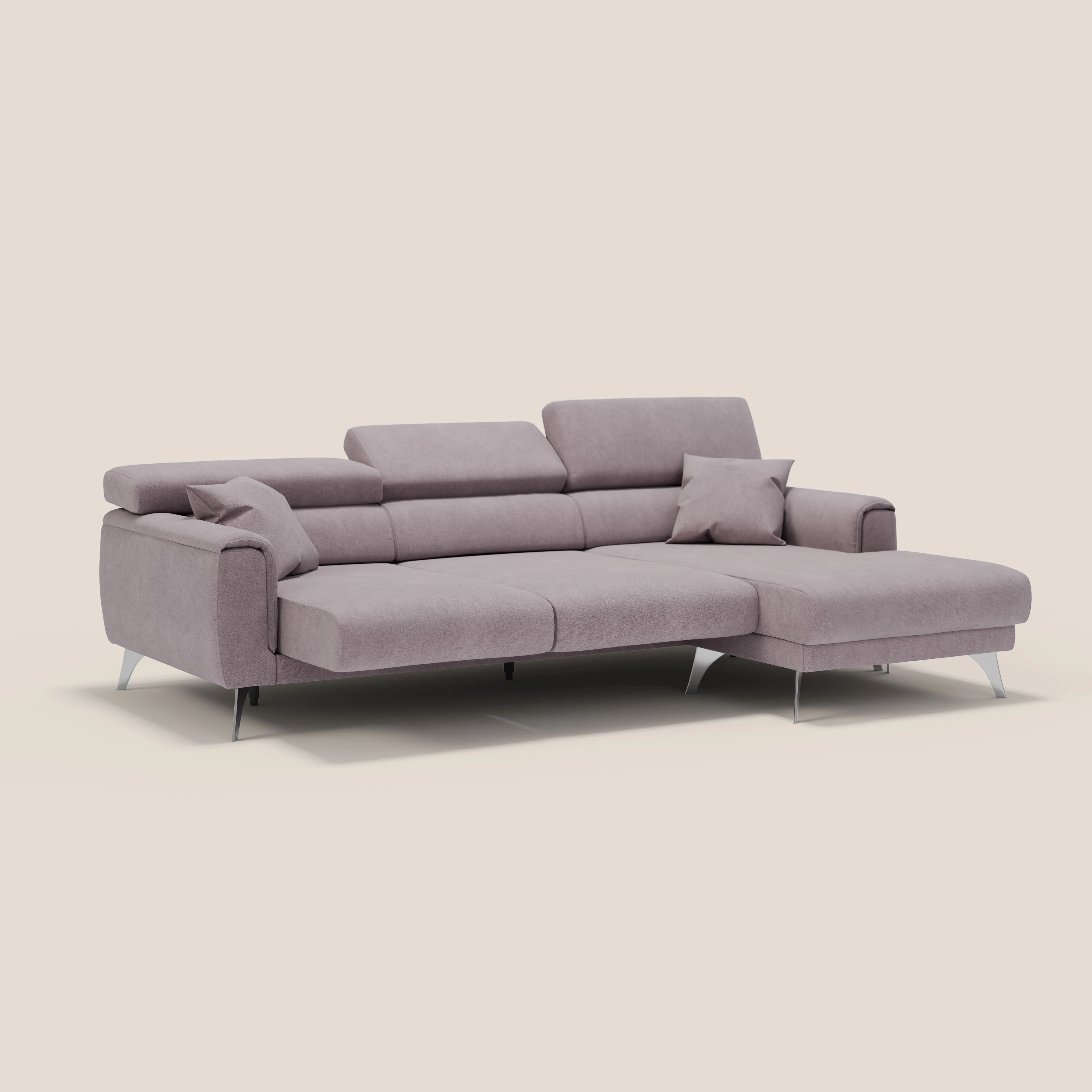 Caravaggio Canapé d'angle avec assises coulissantes en tissu doux imperméable T02 rose - Image 4