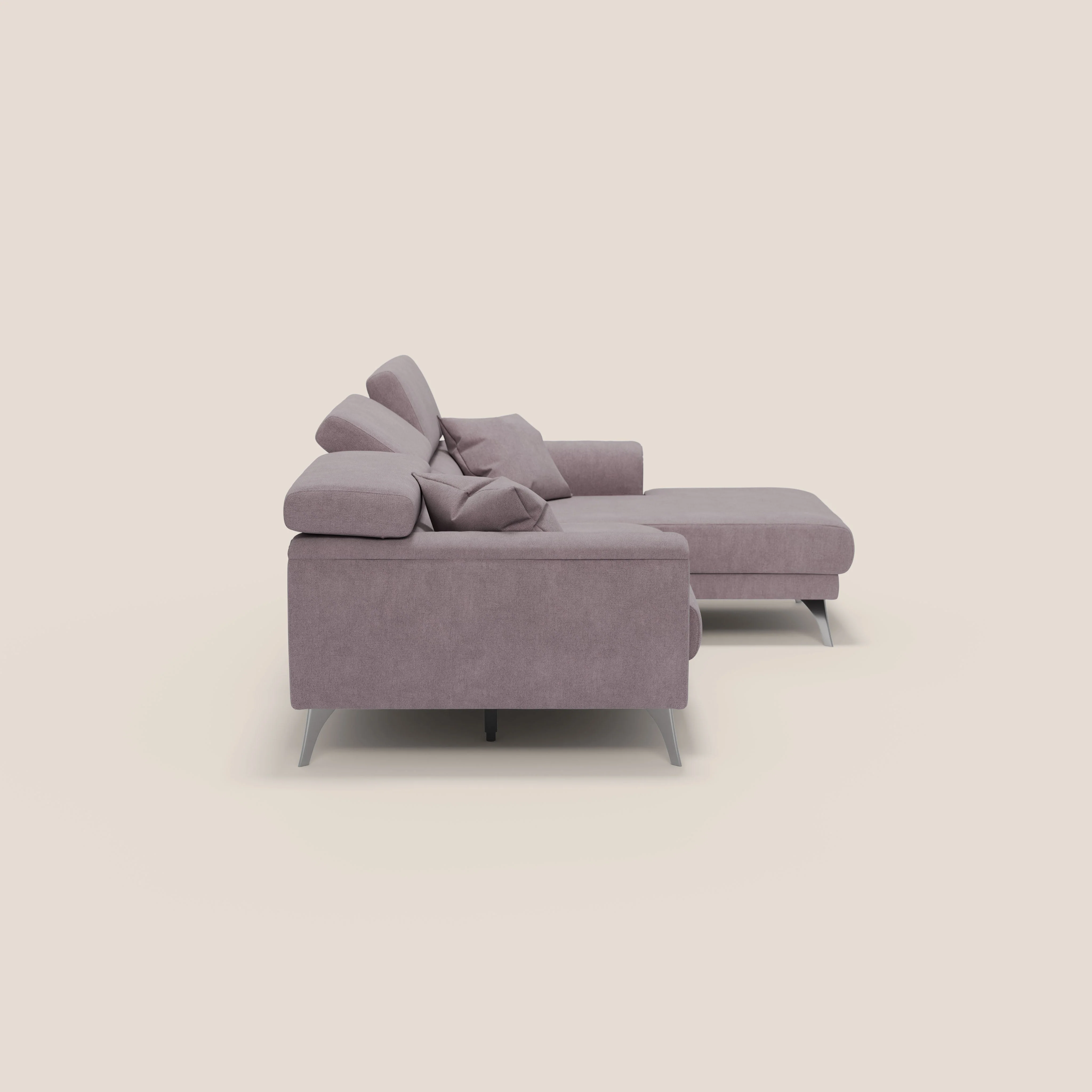 Caravaggio Canapé d'angle avec assises coulissantes en tissu doux imperméable T02 rose - Image 5