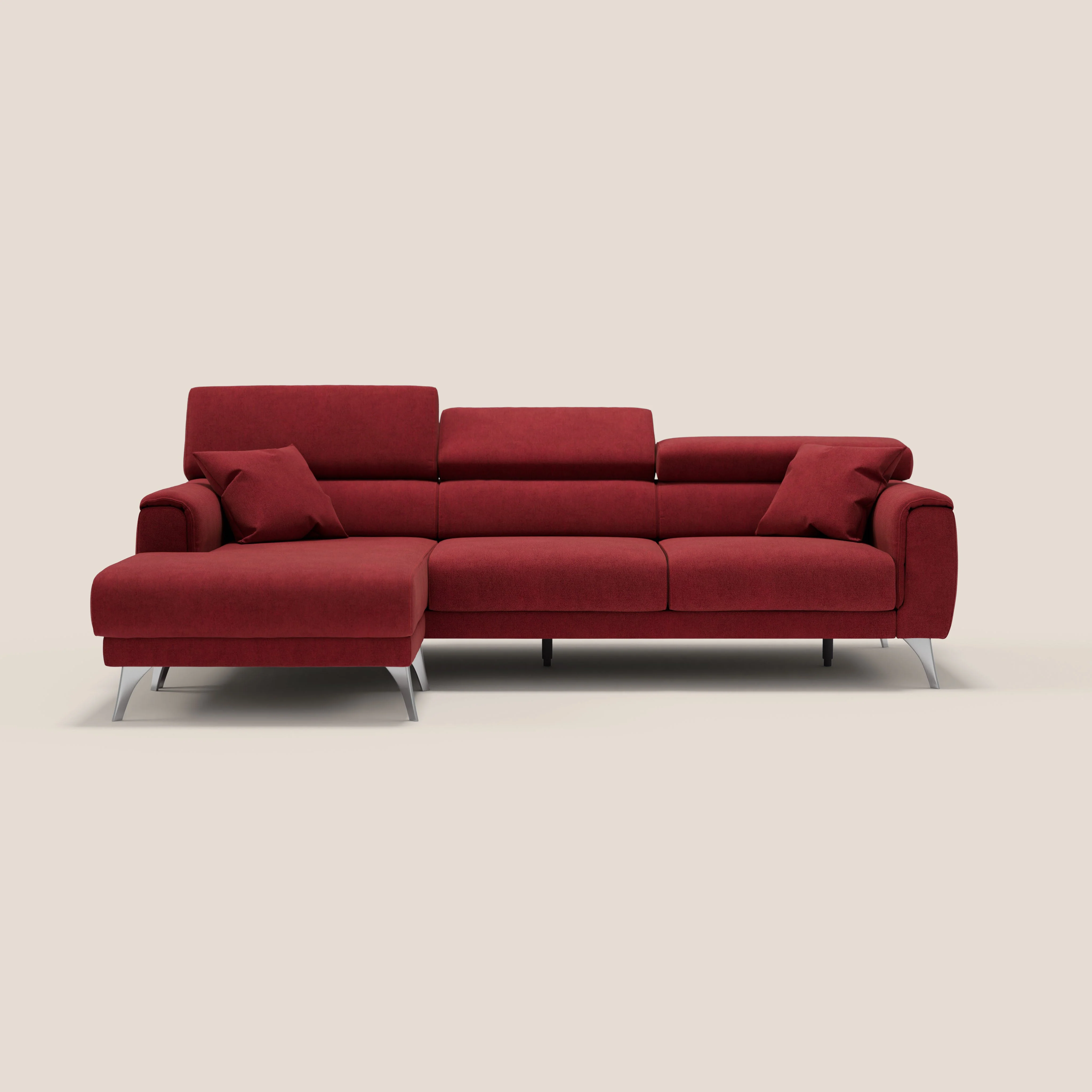 Caravaggio Canapé d'angle avec assises coulissantes en tissu doux imperméable T02 rouge - Image 10