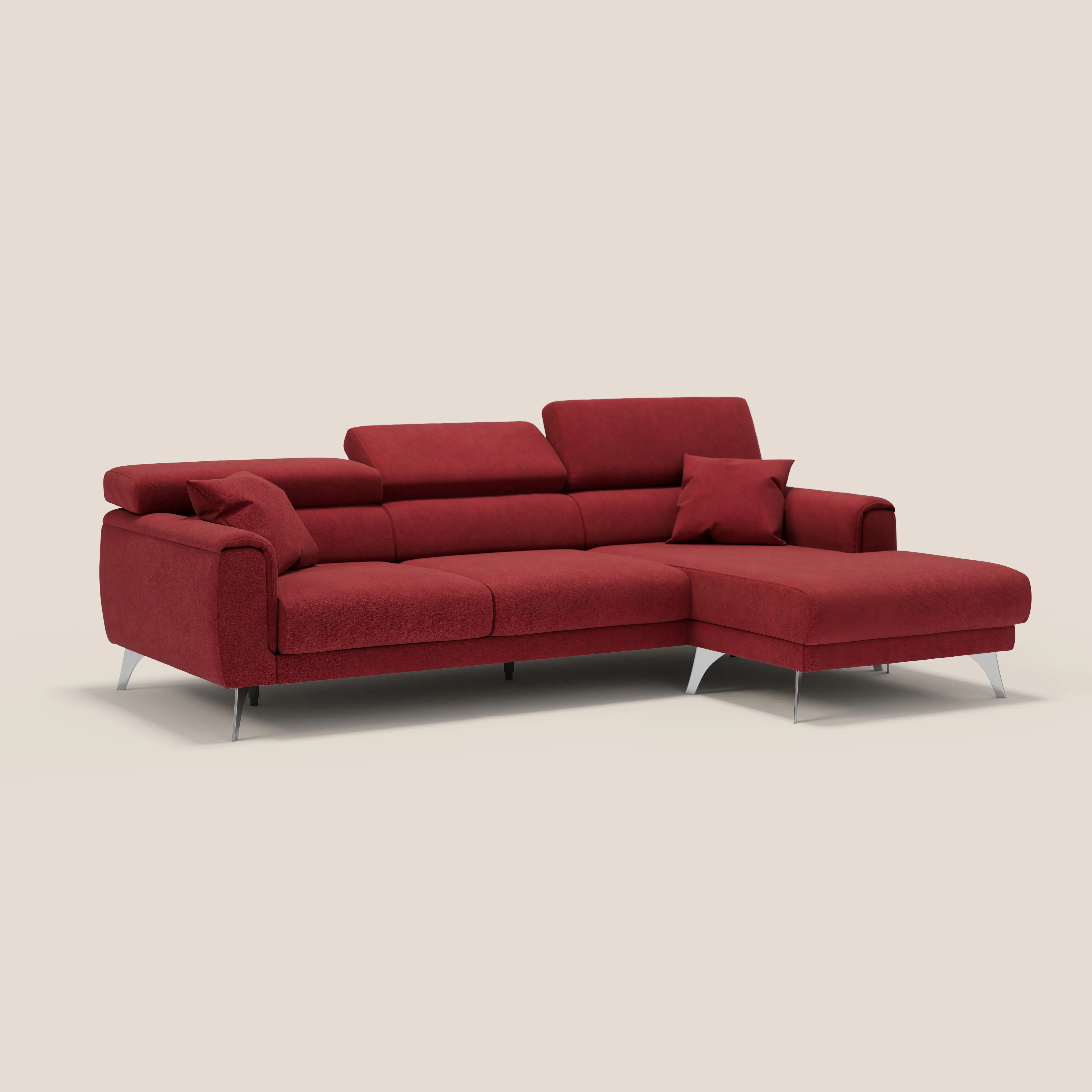 Caravaggio Canapé d'angle avec assises coulissantes en tissu doux imperméable T02 rouge - Image 3