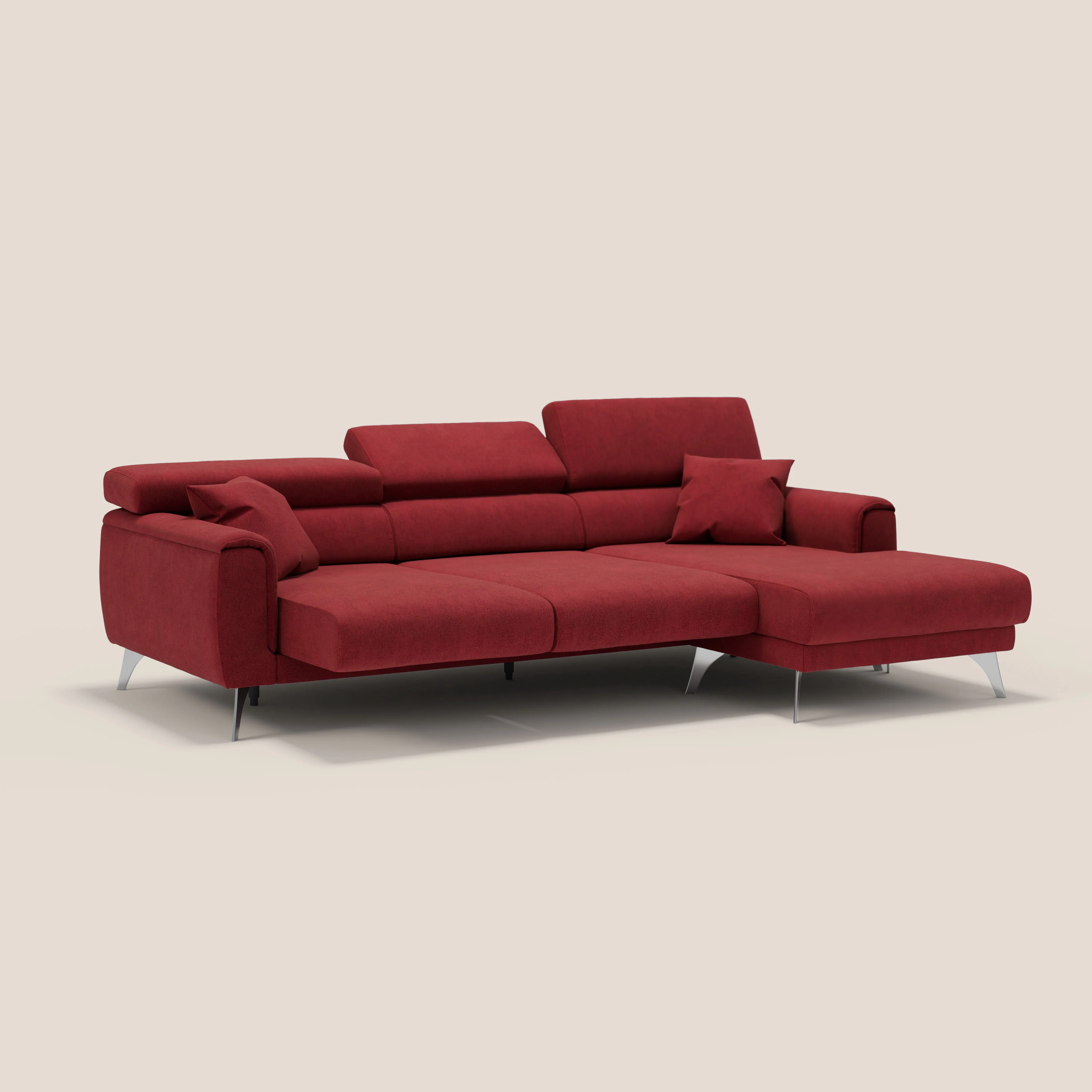 Caravaggio Canapé d'angle avec assises coulissantes en tissu doux imperméable T02 rouge - Image 4