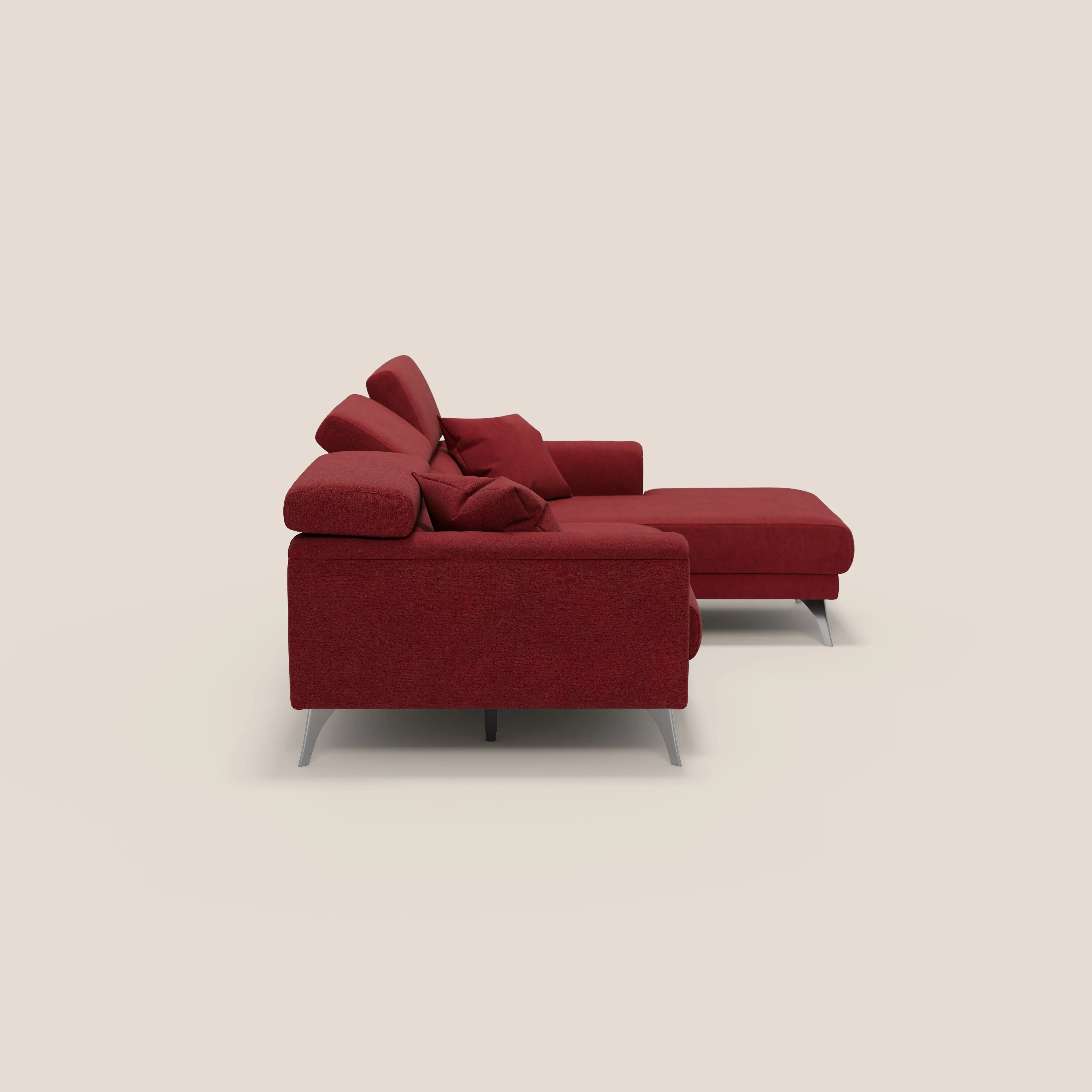 Caravaggio Canapé d'angle avec assises coulissantes en tissu doux imperméable T02 rouge - Image 5