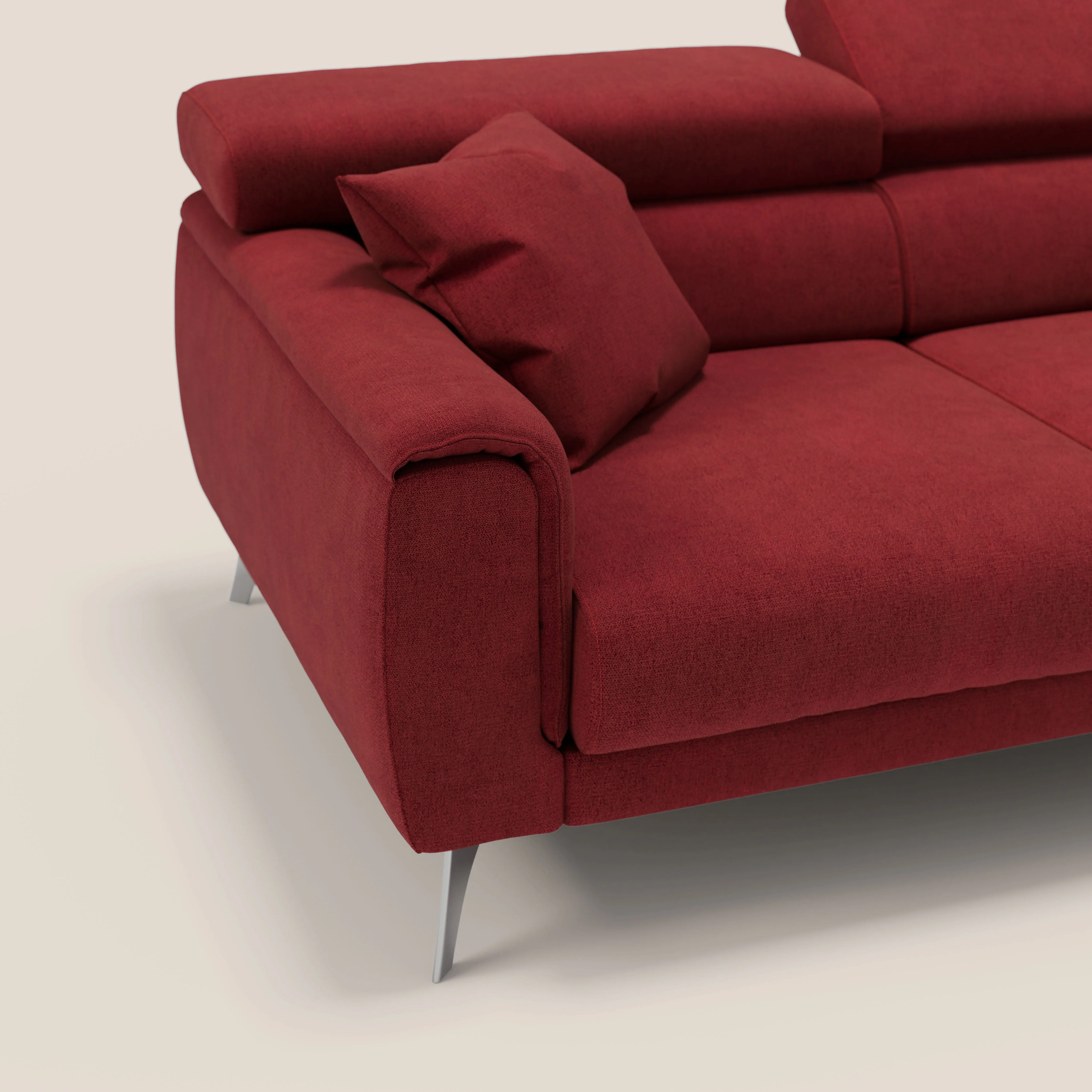Caravaggio Canapé d'angle avec assises coulissantes en tissu doux imperméable T02 rouge - Image 7