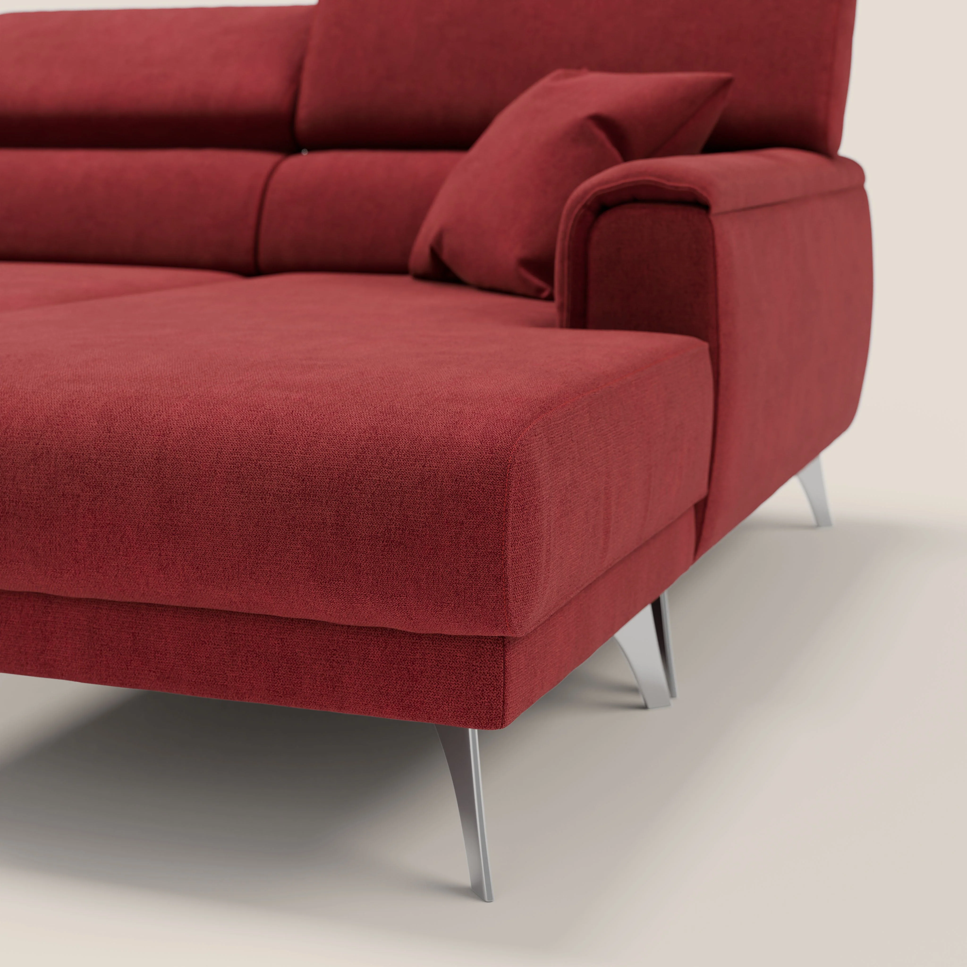 Caravaggio Canapé d'angle avec assises coulissantes en tissu doux imperméable T02 rouge - Image 8