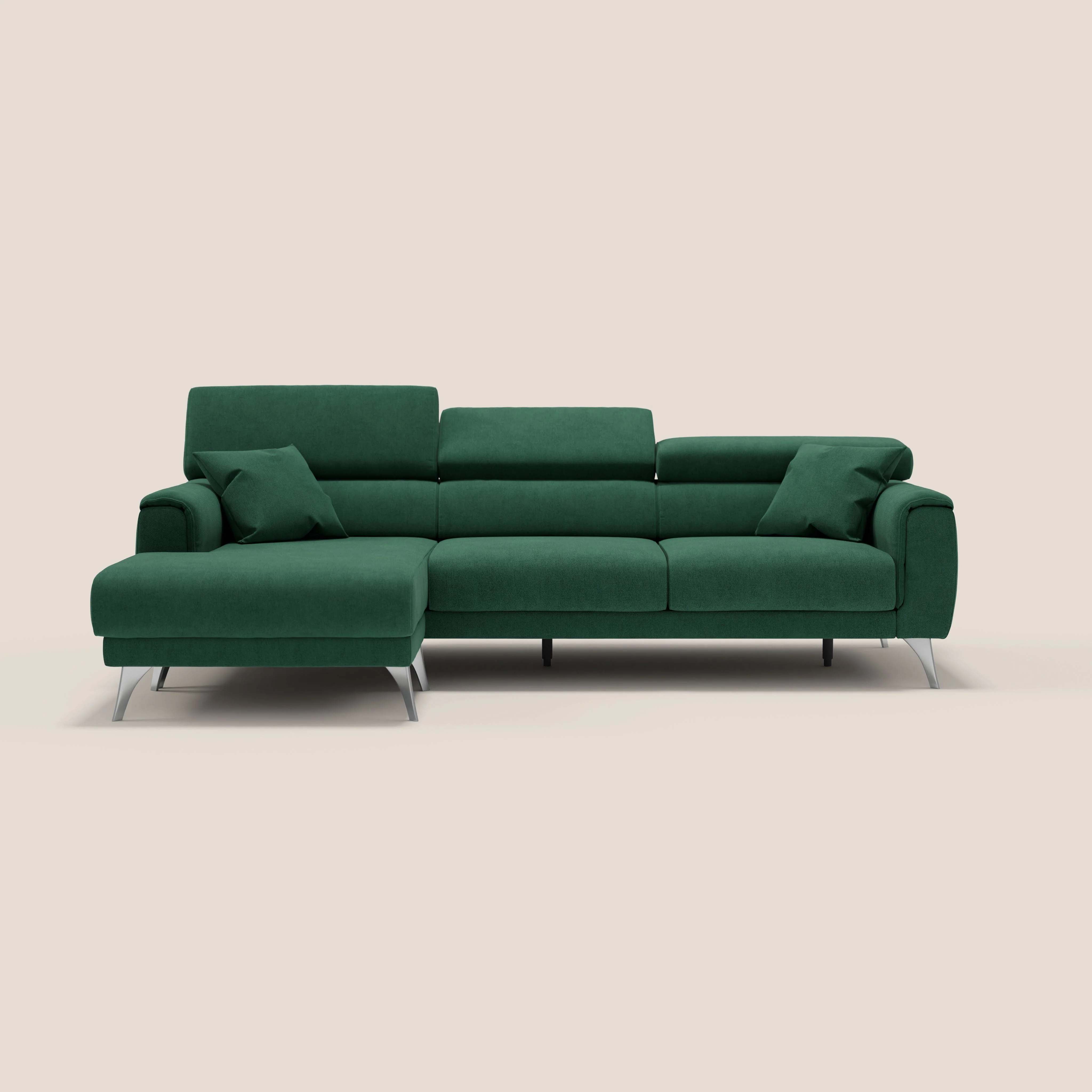 Caravaggio Canapé d'angle avec assises coulissantes en tissu doux imperméable T02 vert - Image 10