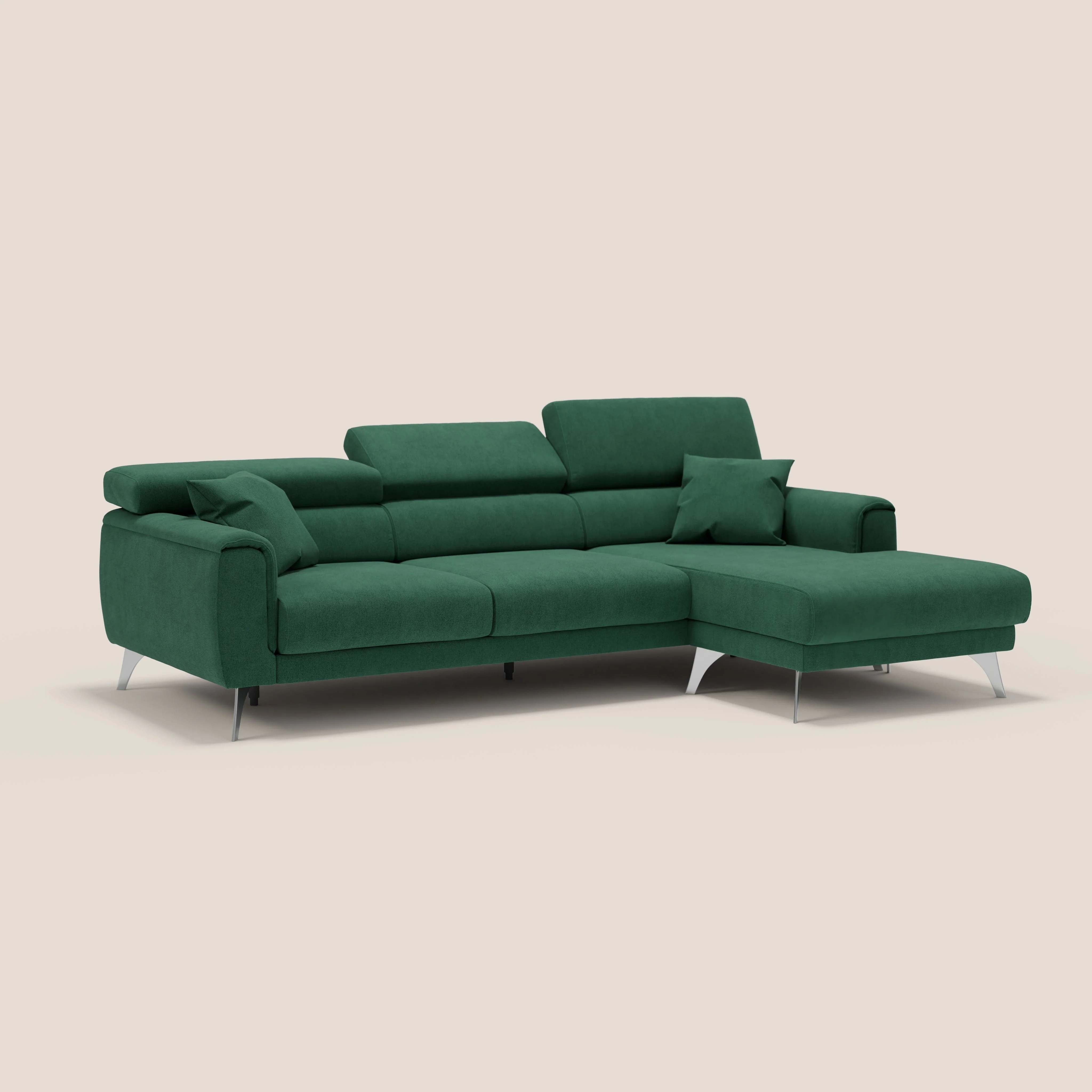 Caravaggio Canapé d'angle avec assises coulissantes en tissu doux imperméable T02 vert - Image 3