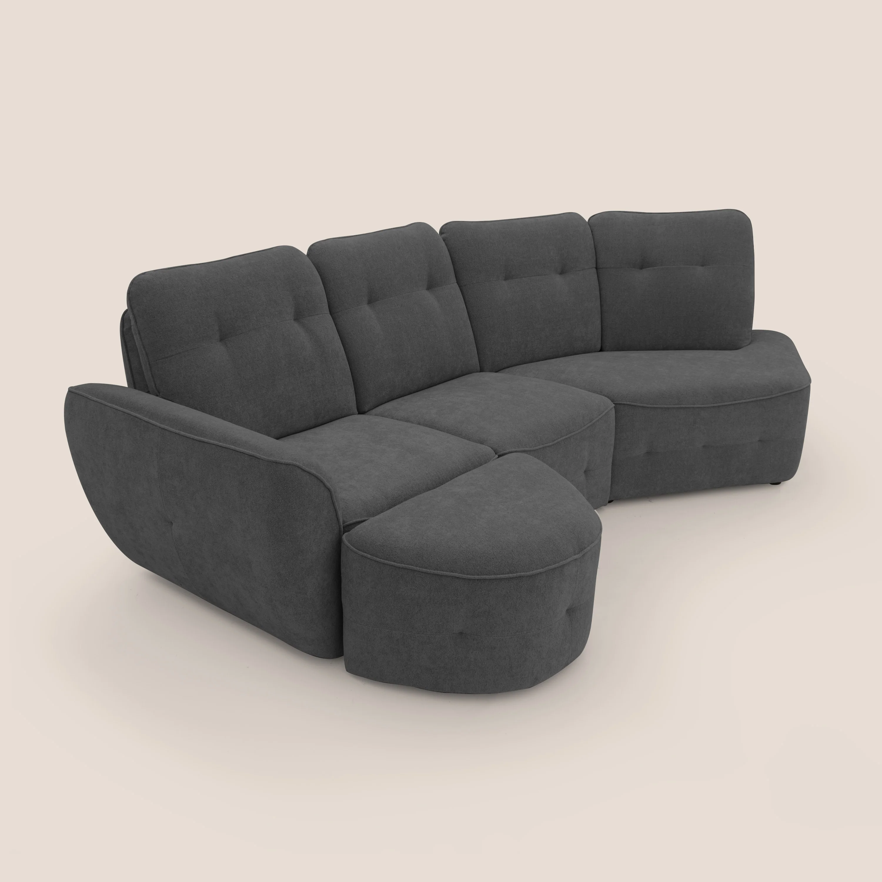 Cerbero canapé d'angle avec pouf terminal en bouclette douce imperméable T07 anthracite - Image 10