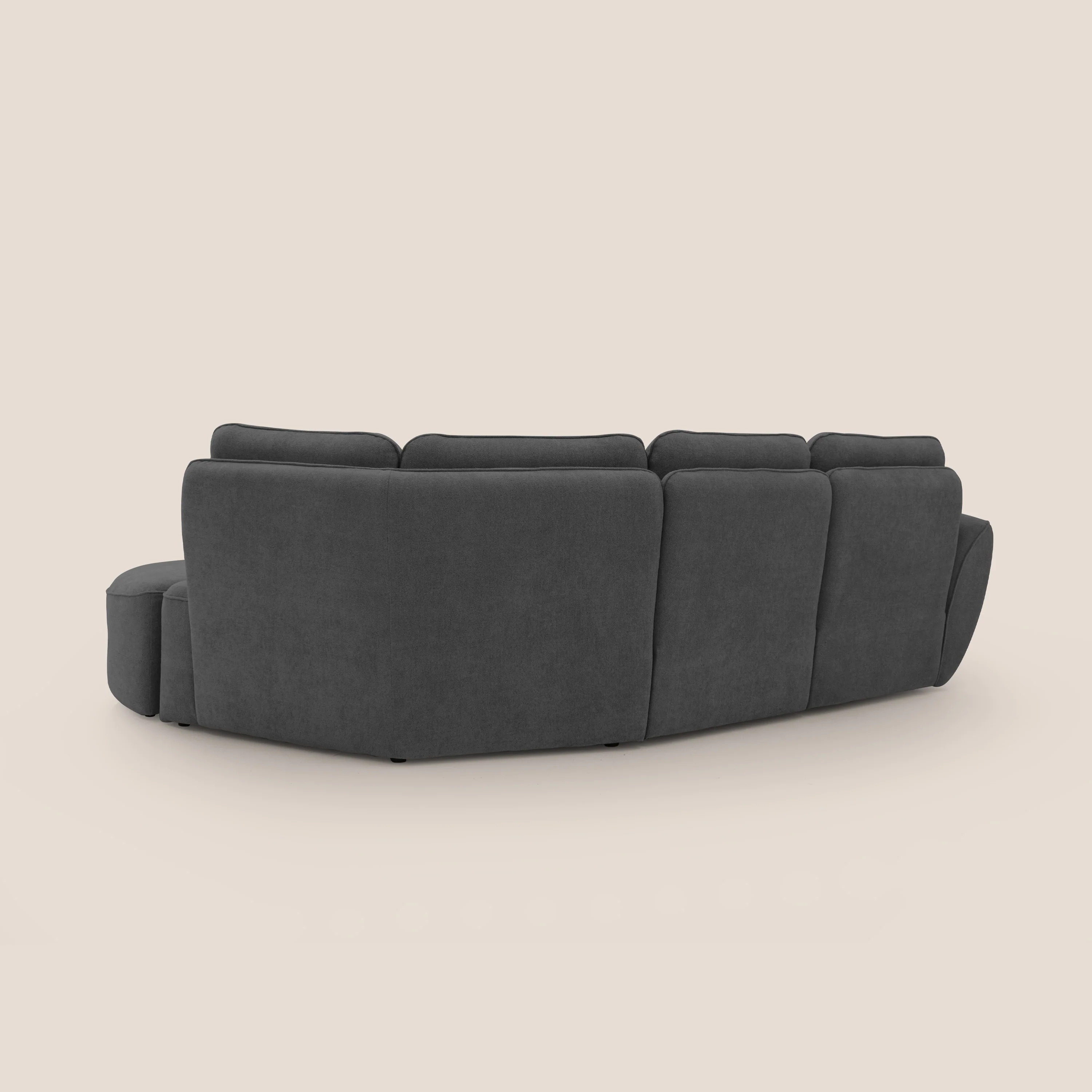 Cerbero canapé d'angle avec pouf terminal en bouclette douce imperméable T07 anthracite - Image 11