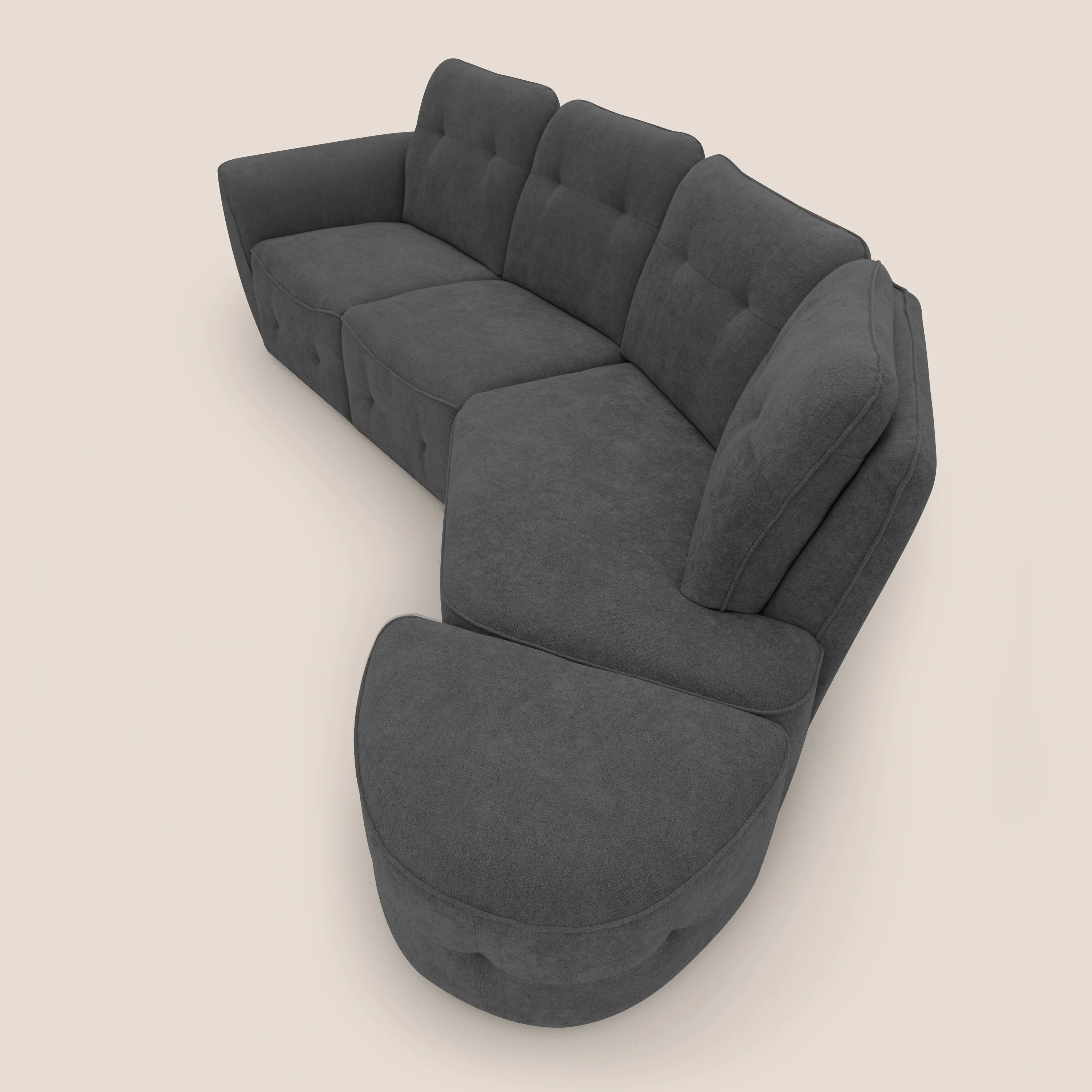 Cerbero canapé d'angle avec pouf terminal en bouclette douce imperméable T07 anthracite - Image 12