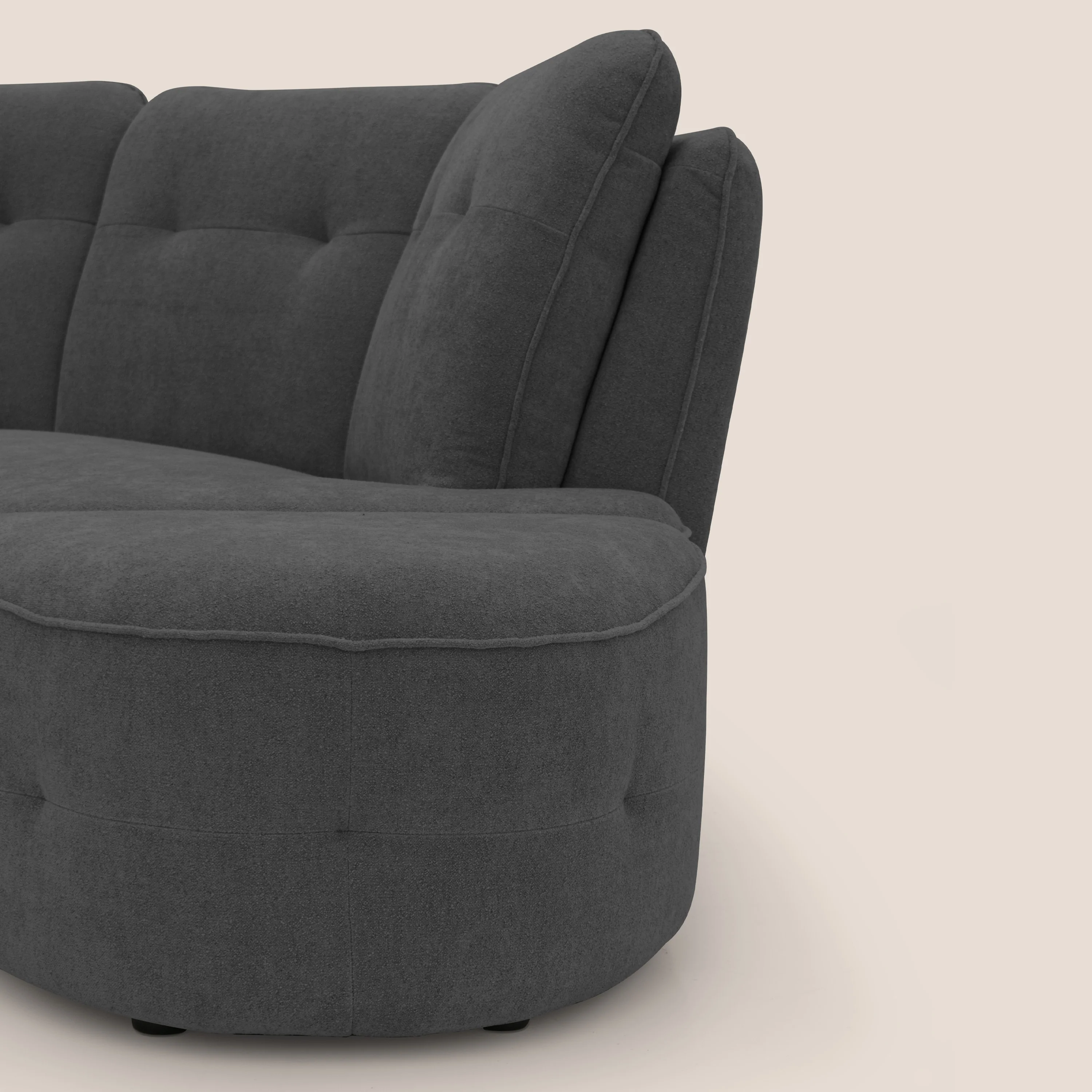 Cerbero canapé d'angle avec pouf terminal en bouclette douce imperméable T07 anthracite - Image 13