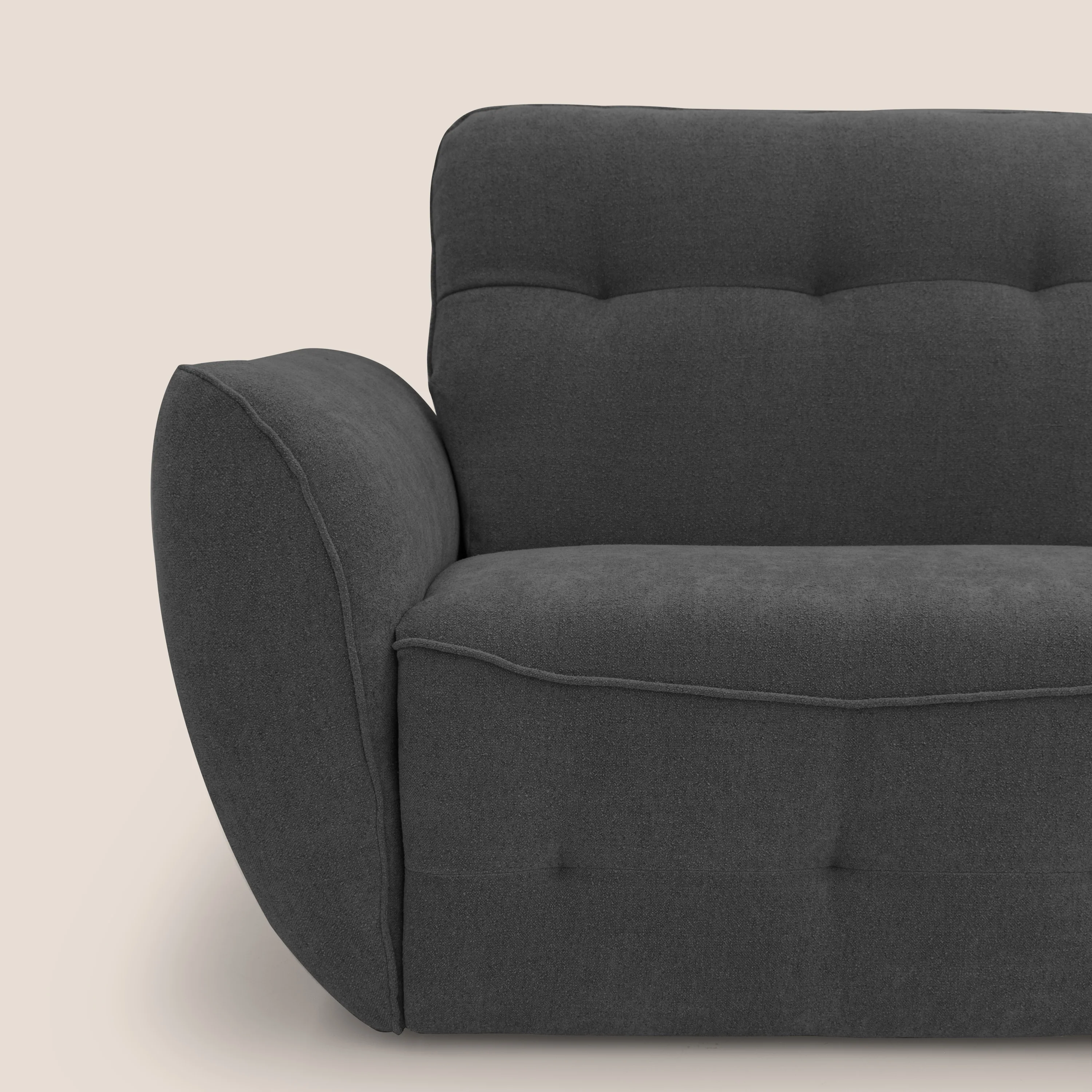 Cerbero canapé d'angle avec pouf terminal en bouclette douce imperméable T07 anthracite - Image 6