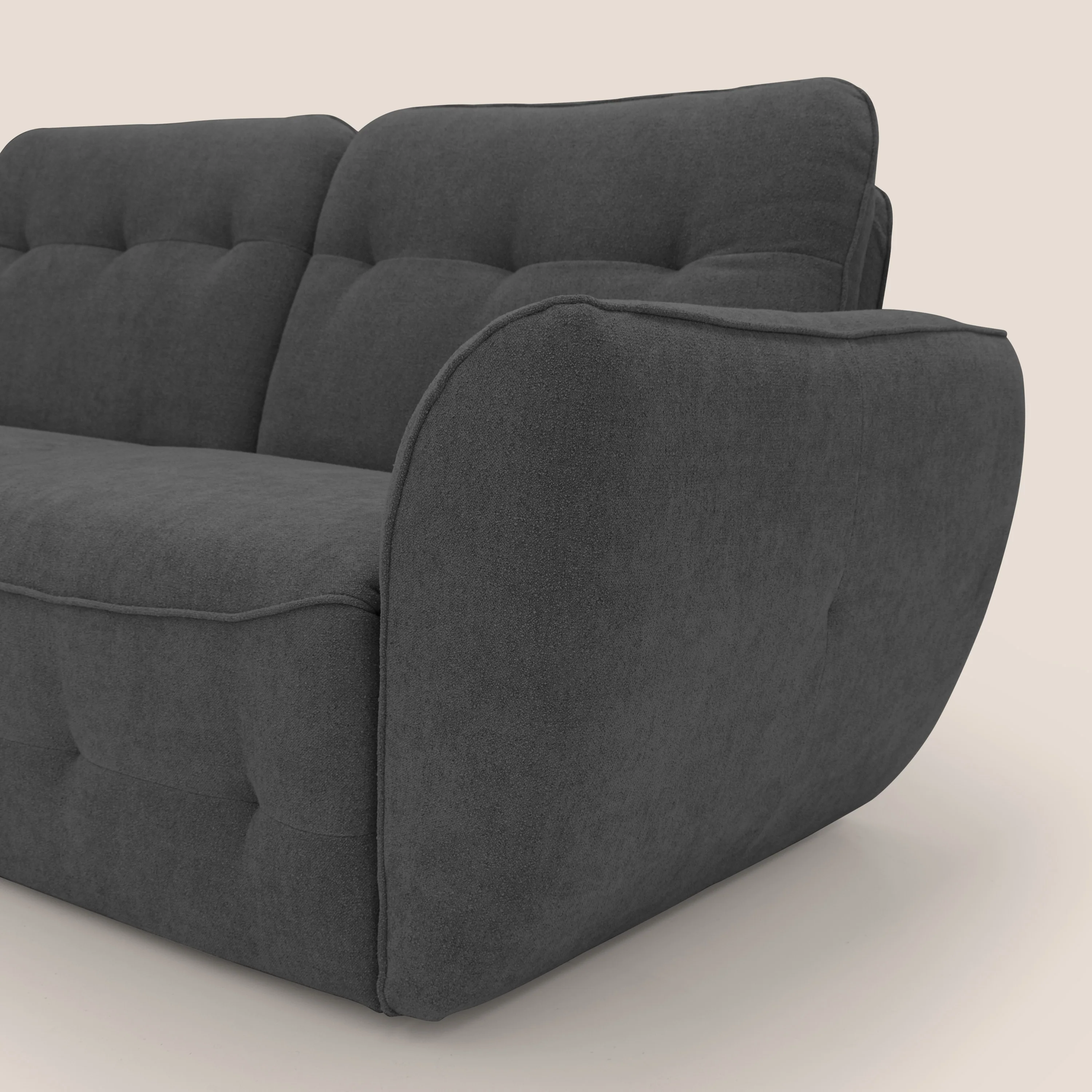 Cerbero canapé d'angle avec pouf terminal en bouclette douce imperméable T07 anthracite - Image 8
