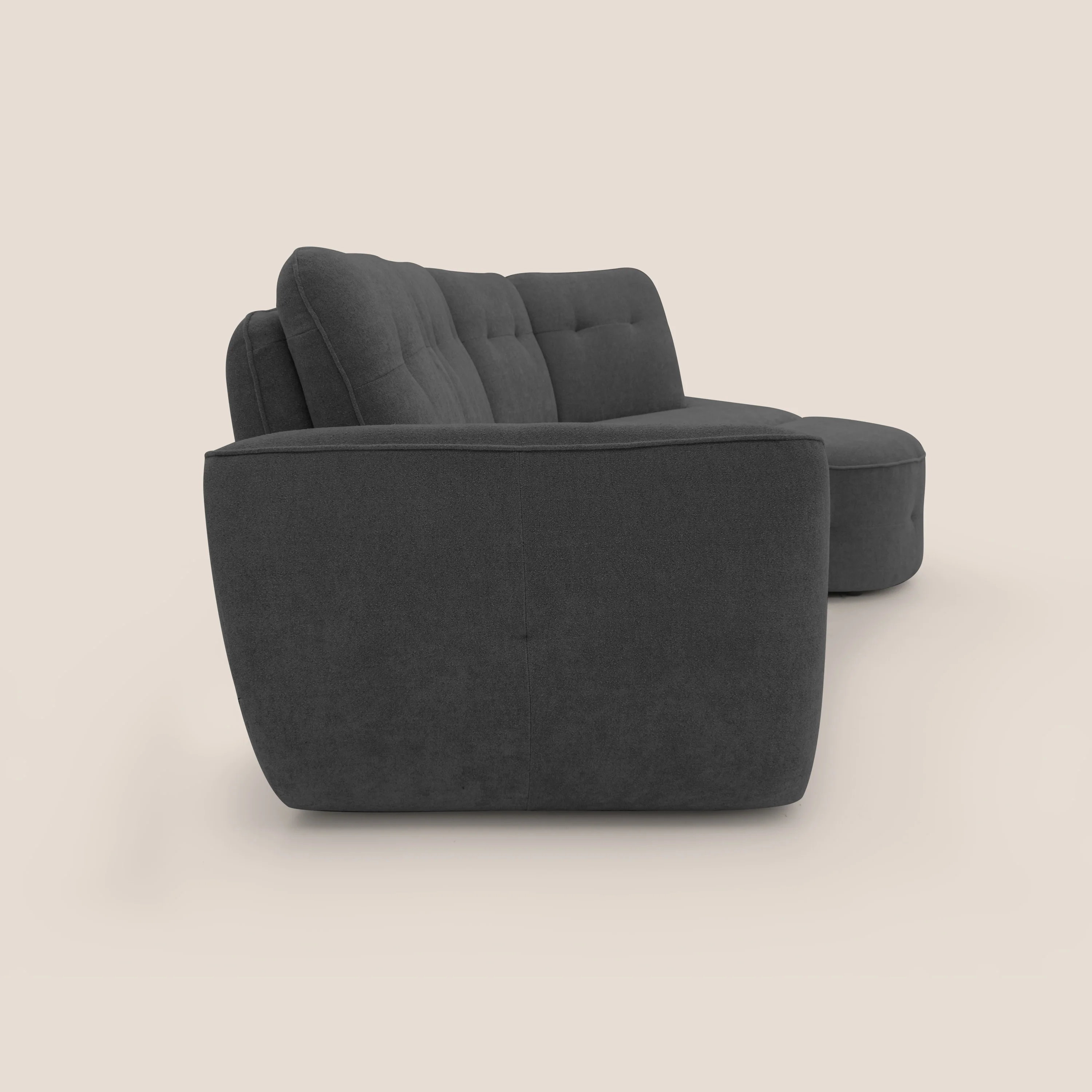 Cerbero canapé d'angle avec pouf terminal en bouclette douce imperméable T07 anthracite - Image 9