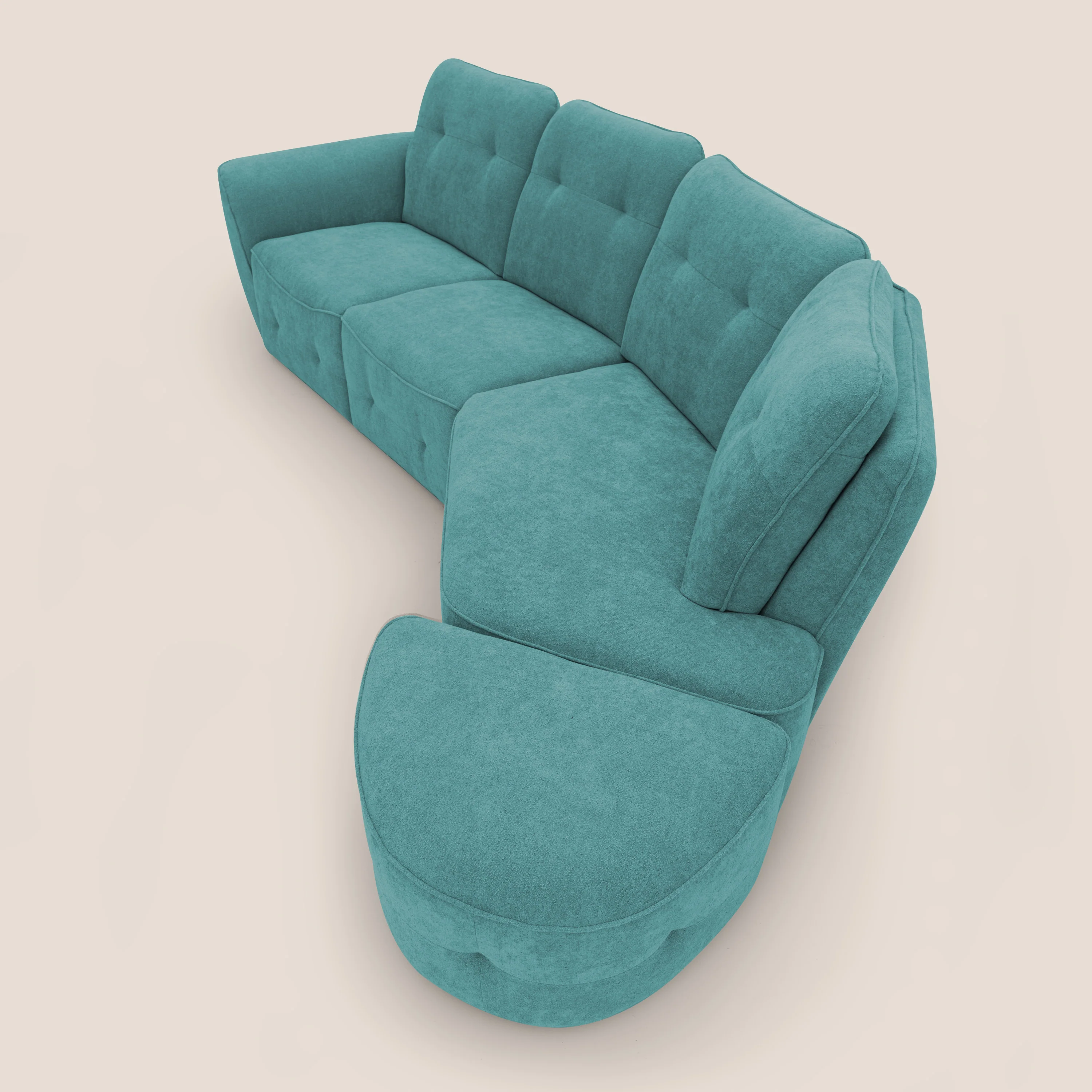 Cerbero canapé d'angle avec pouf terminal en bouclette douce imperméable T07 azur - Image 12