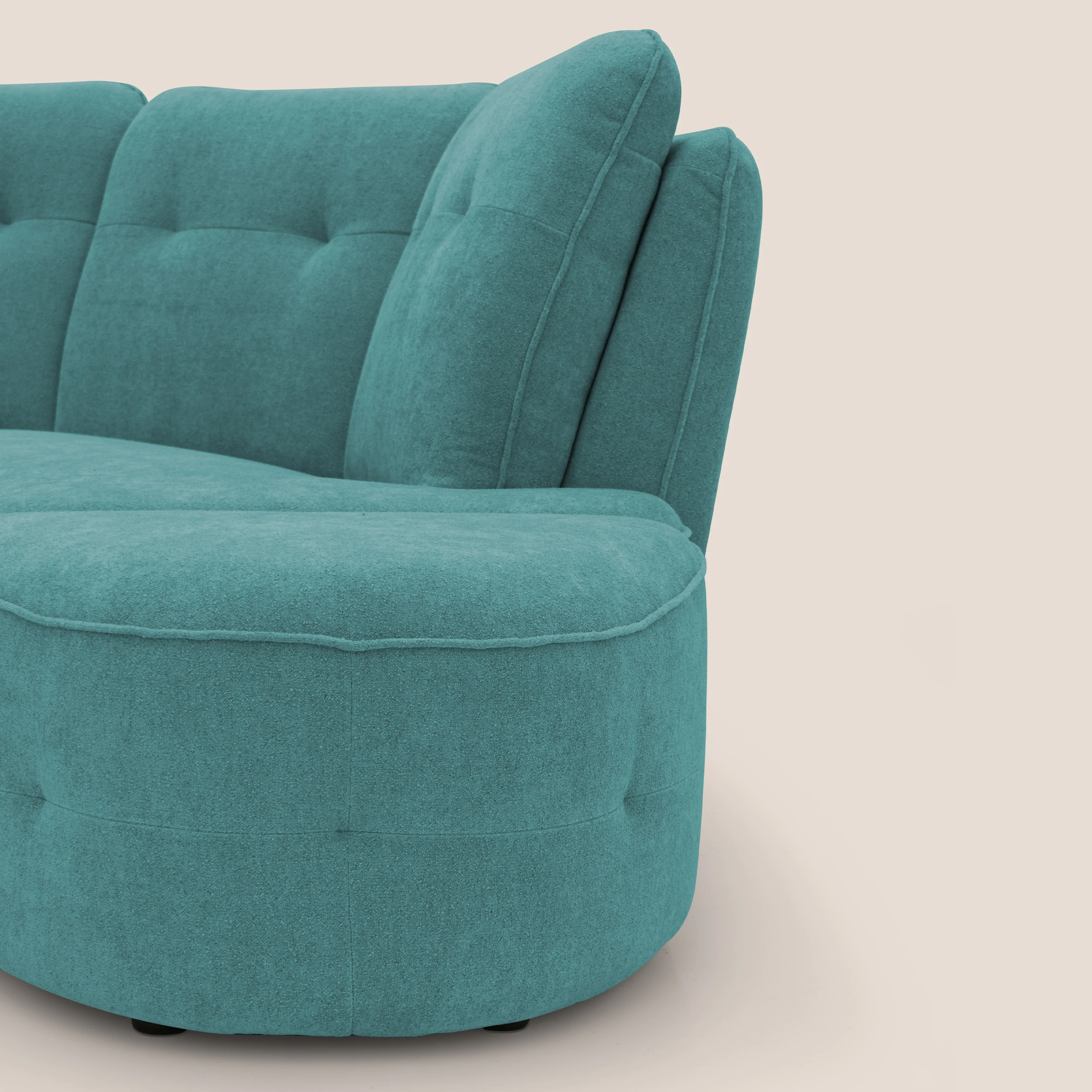 Cerbero canapé d'angle avec pouf terminal en bouclette douce imperméable T07 azur - Image 13